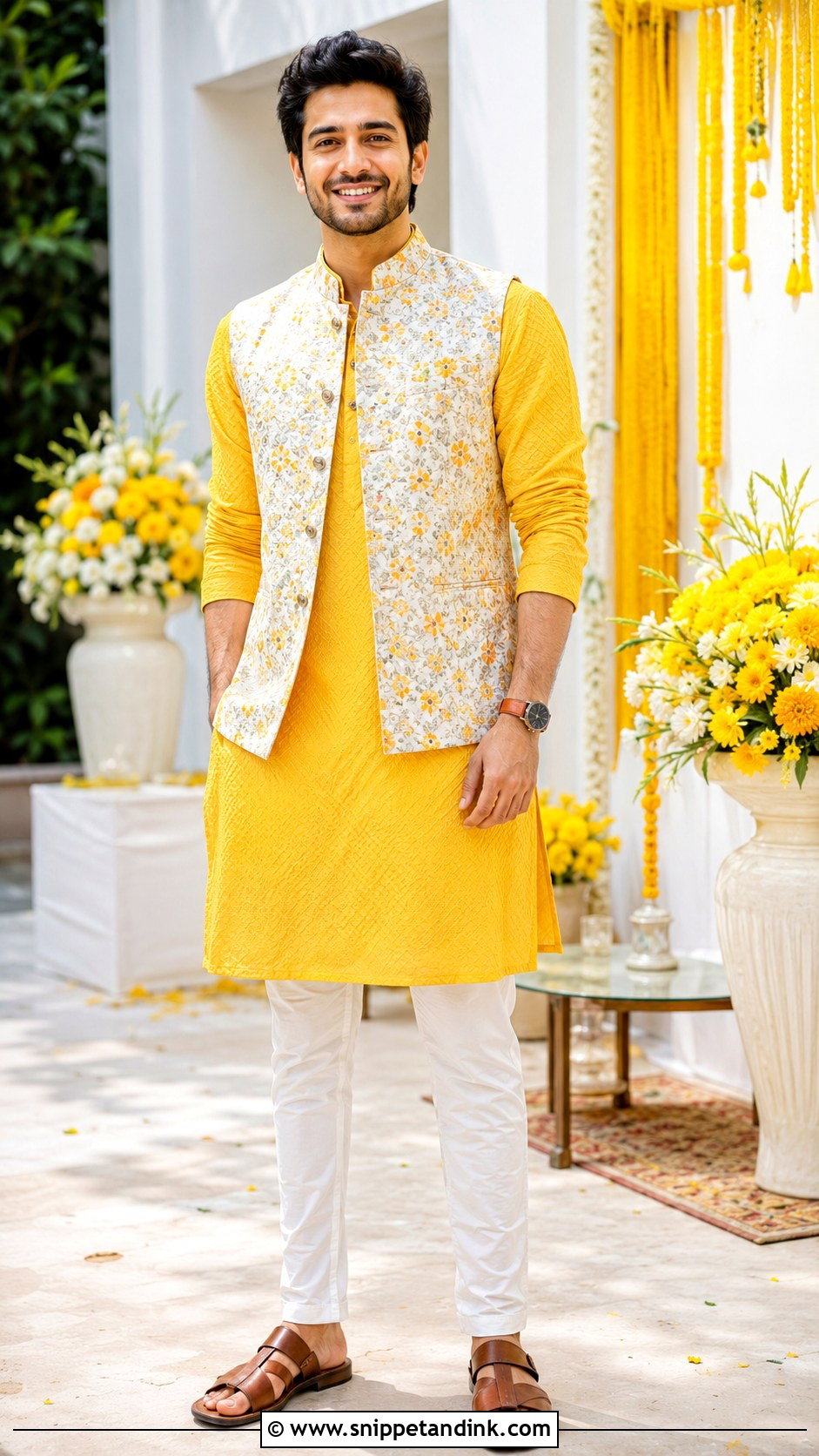 Yellow Kurta For Bride Brother Haldi - Snippet and Ink - 20 Bride Brother Outfit Ideas