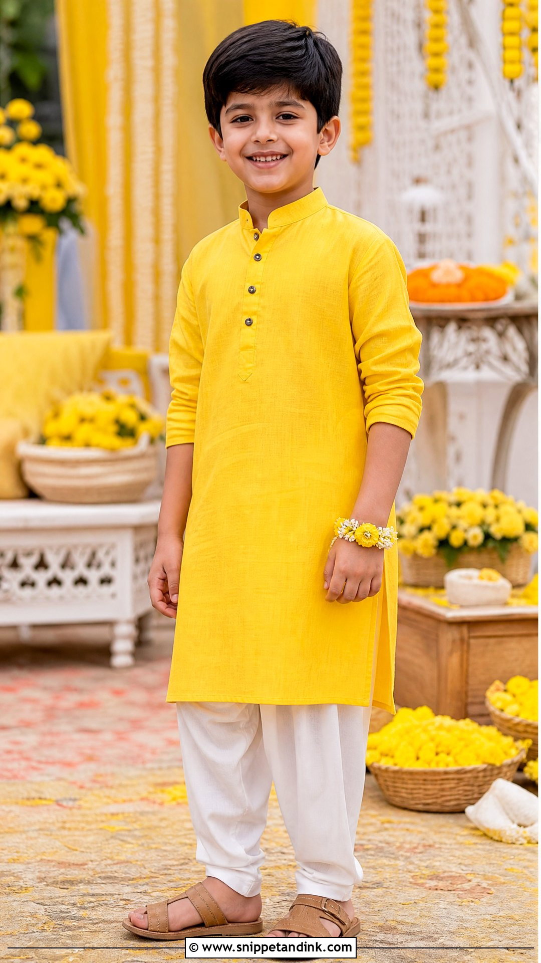 Yellow Kurta Pajama Haldi Outfit - Snippet and Ink - 20 Boys Haldi Outfit Ideas