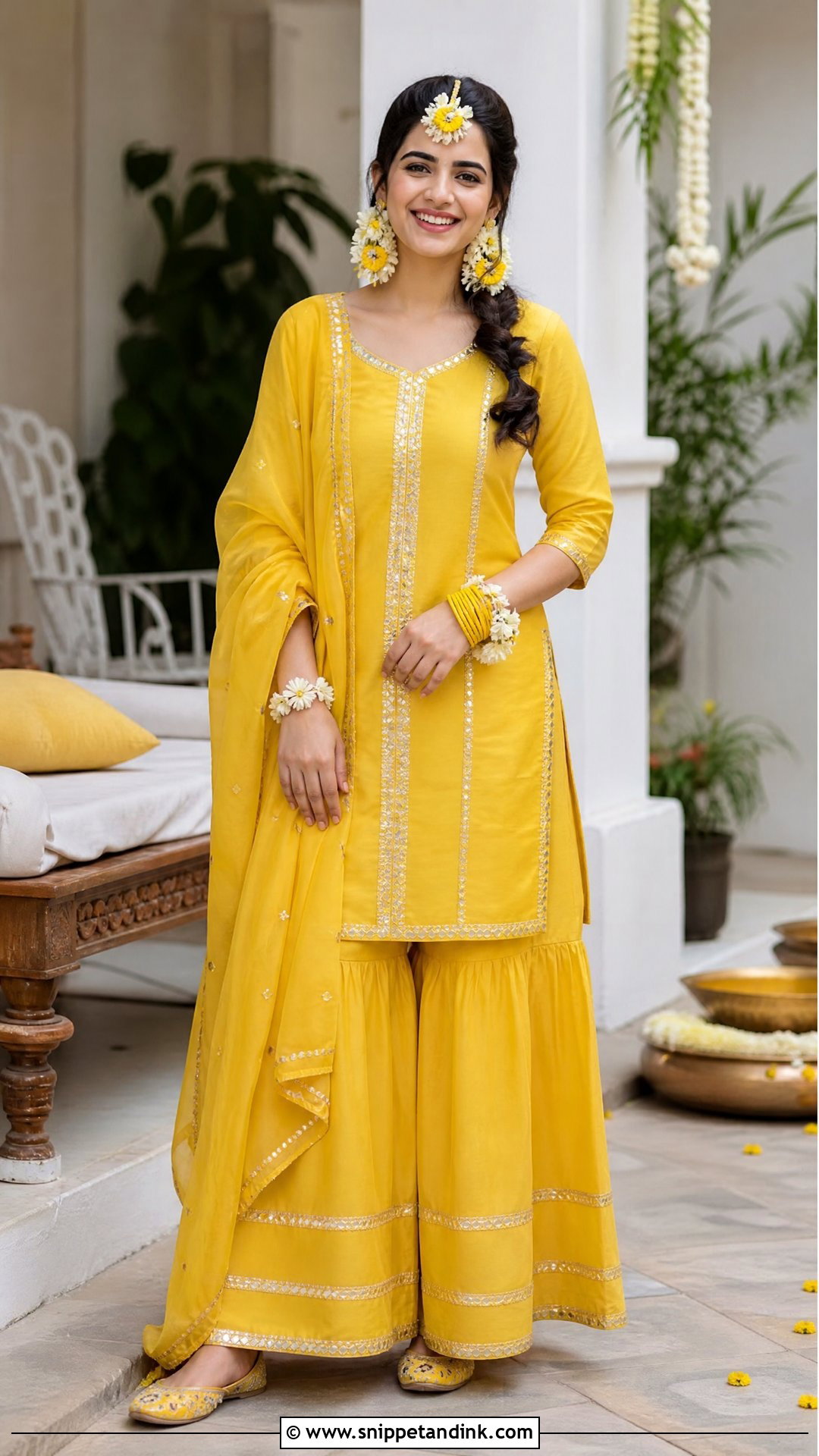 Yellow Kurta Palazzo Haldi Outfit - Snippet and Ink - 25 Simple Haldi Outfit for Bride Ideas