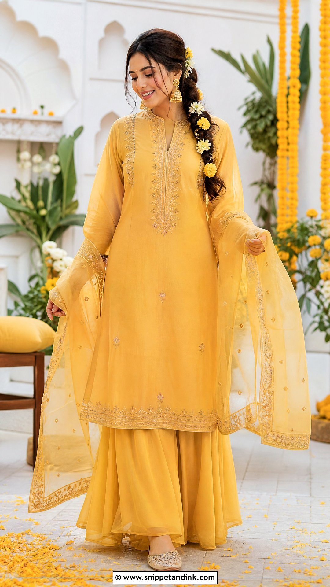 Yellow Kurta Palazzo Haldi Outfit - Snippet and Ink - 20 Outfits for Marriage Functions