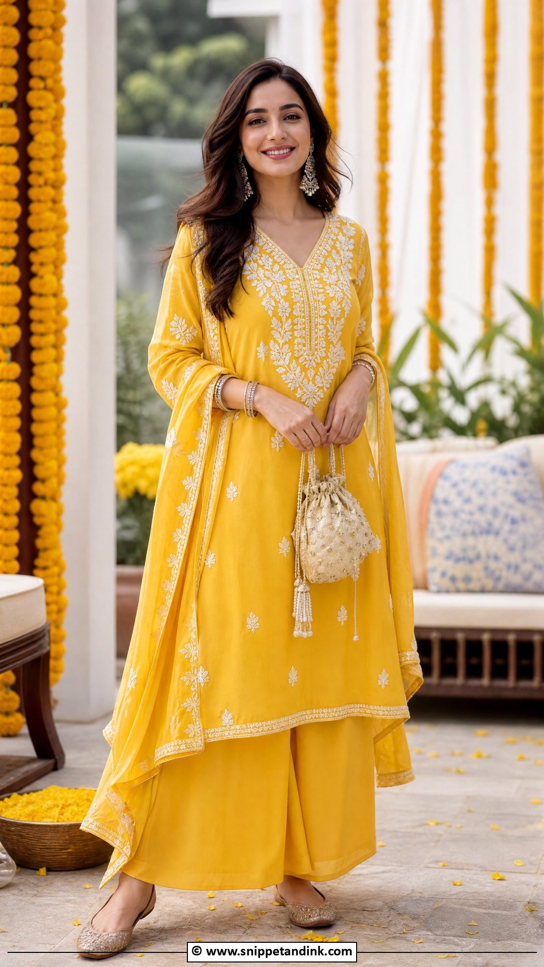 Yellow Kurta Palazzo Set For Haldi - Snippet and Ink - 35 Haldi Outfits
