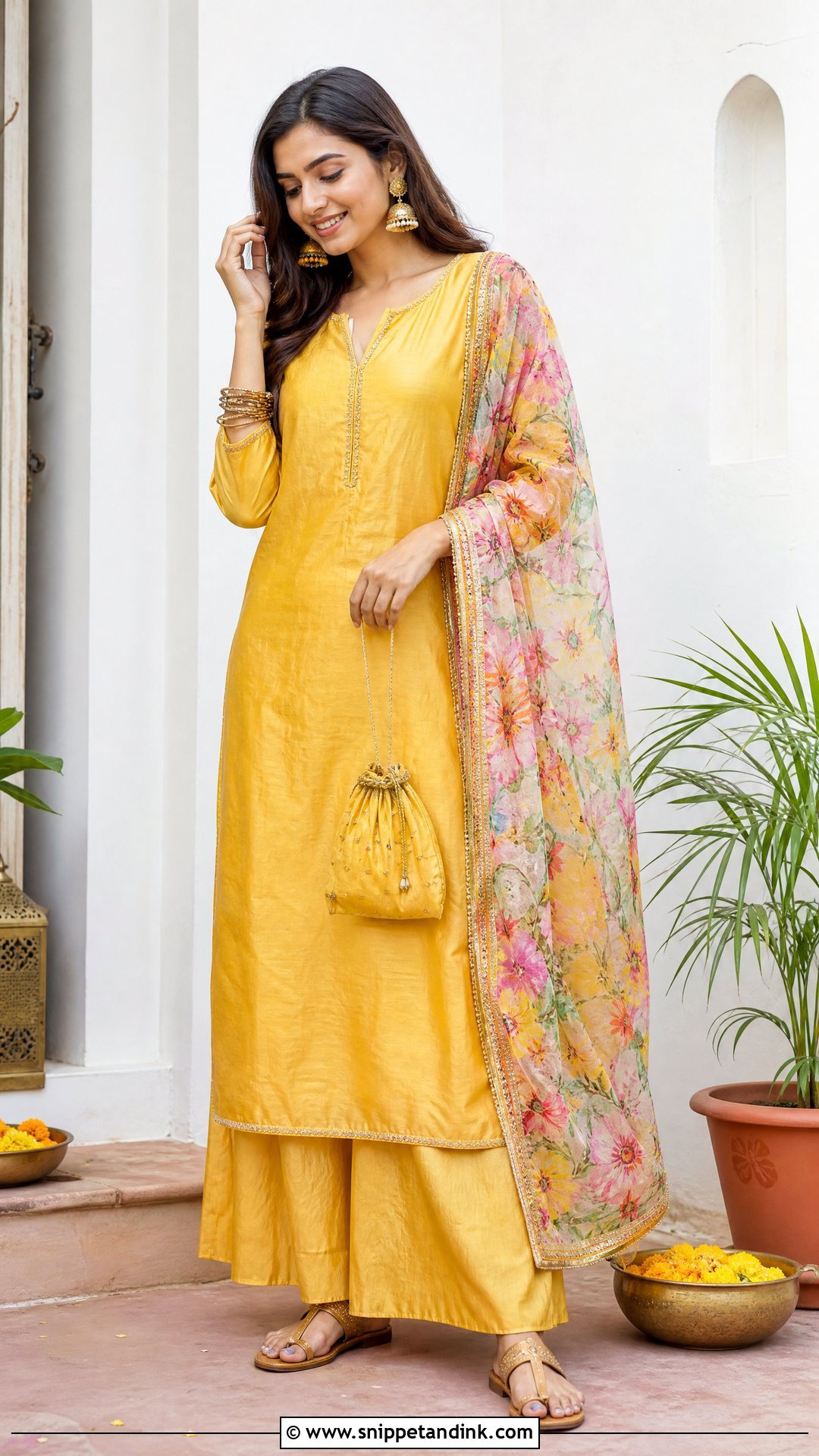 Yellow Kurta Palazzo Set for Haldi - Snippet and Ink - 20 Yellow Colour Dress for Haldi Ideas