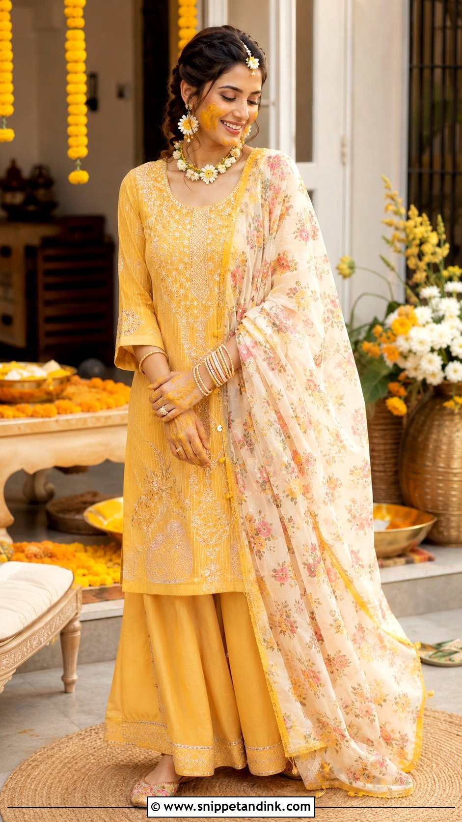 Yellow Kurta Palazzo Set for Haldi Bride - Snippet and Ink - 20 Dress for Haldi Function for Bride Ideas