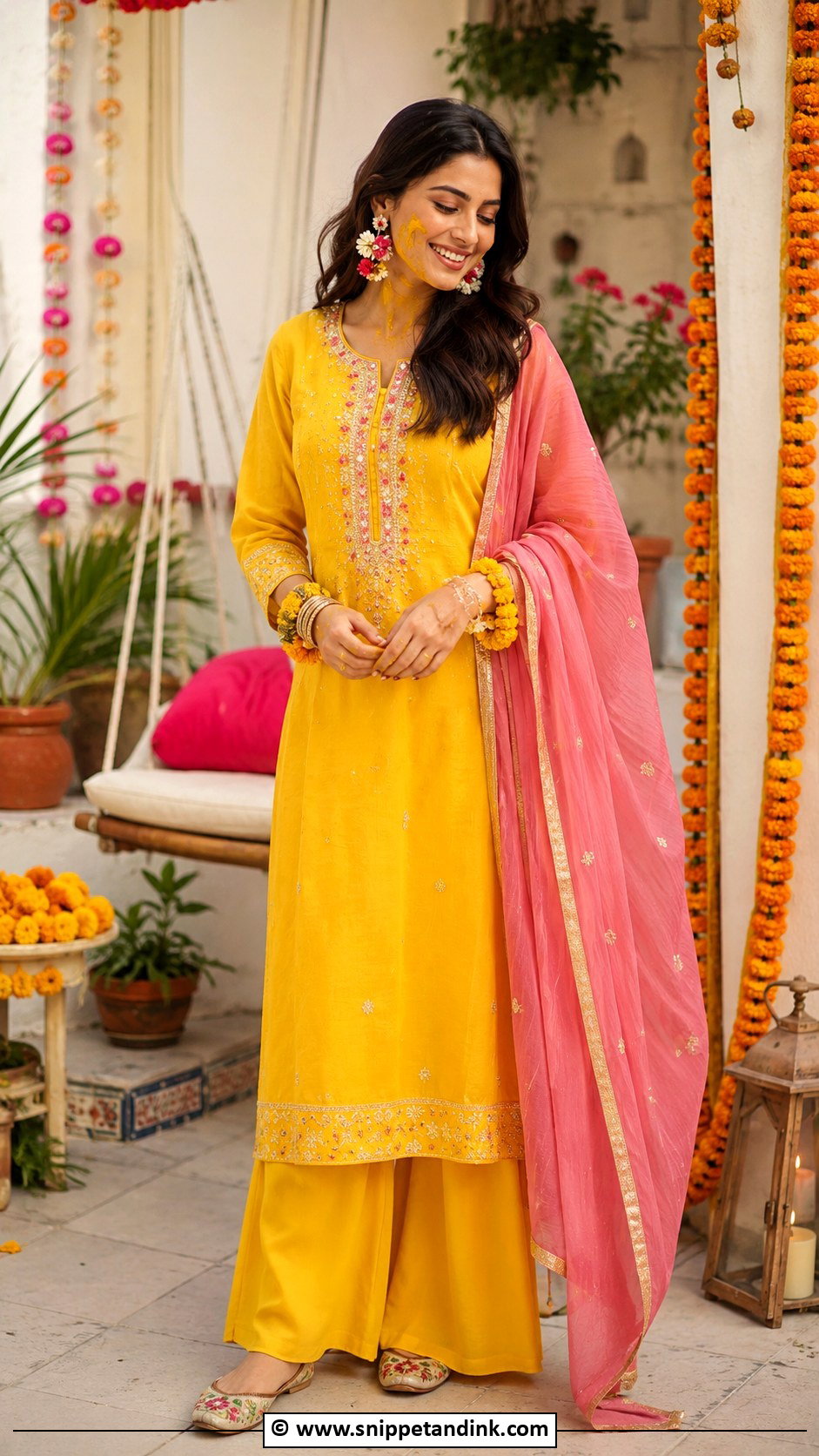 Yellow Kurta Set For Haldi Bride - Snippet and Ink - 30 Haldi Bridal Outfit Ideas