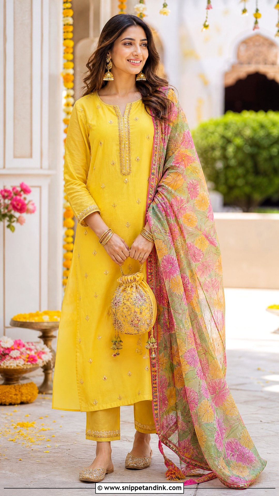 Yellow Kurta Set For Mehendi - Snippet and Ink - 20 Simple Mehendi Outfits