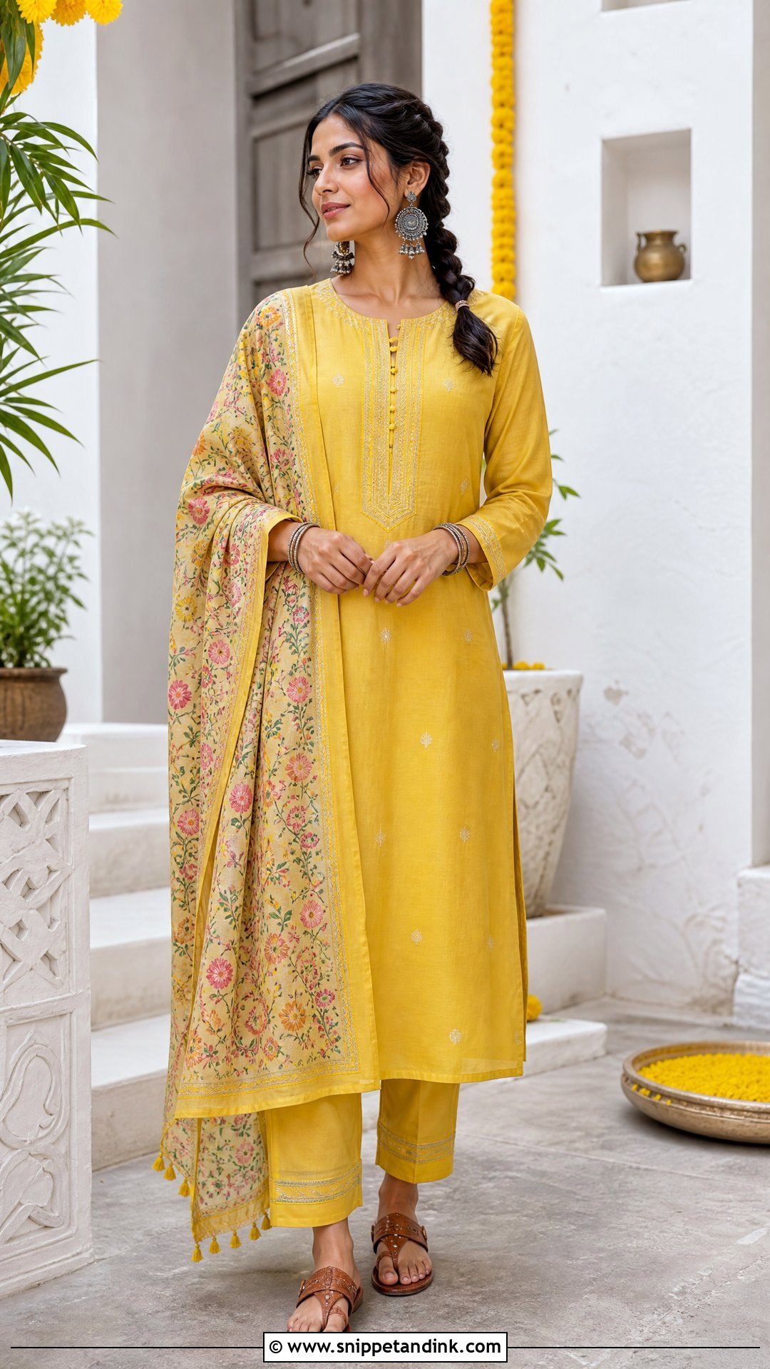 Yellow Kurta Set Haldi Dress - Snippet and Ink - 20 Haldi Wedding Dress Ideas