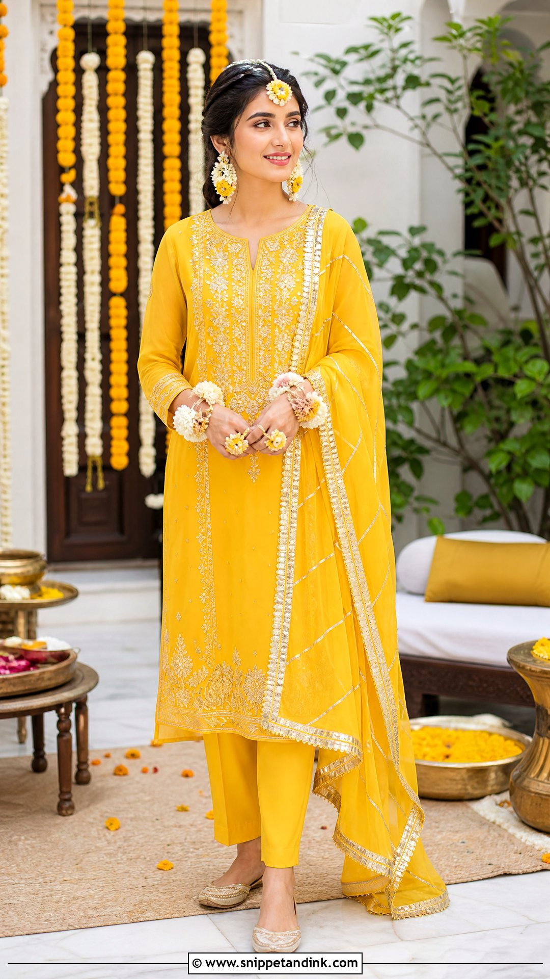 Yellow Kurta Set Pithi Outfit For Bride - Snippet and Ink - 25 Pithi Outfit Brides Ideas