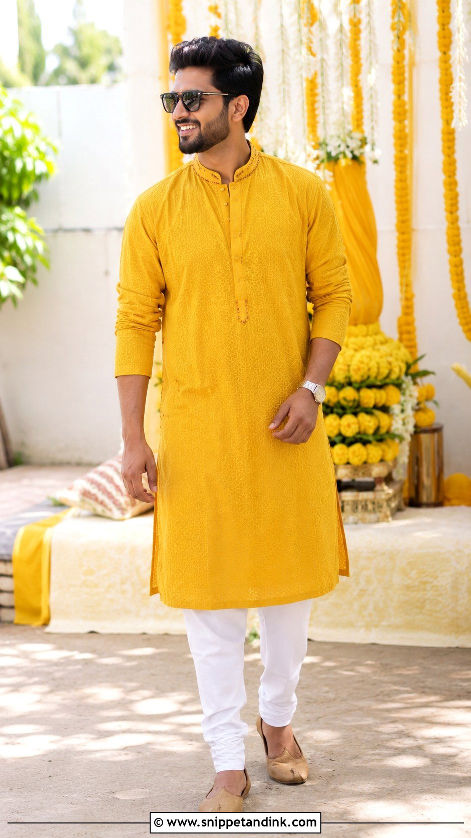 Yellow Kurta With White Pajama Pants - Snippet and Ink - 20 Brother of the Bride Ideas