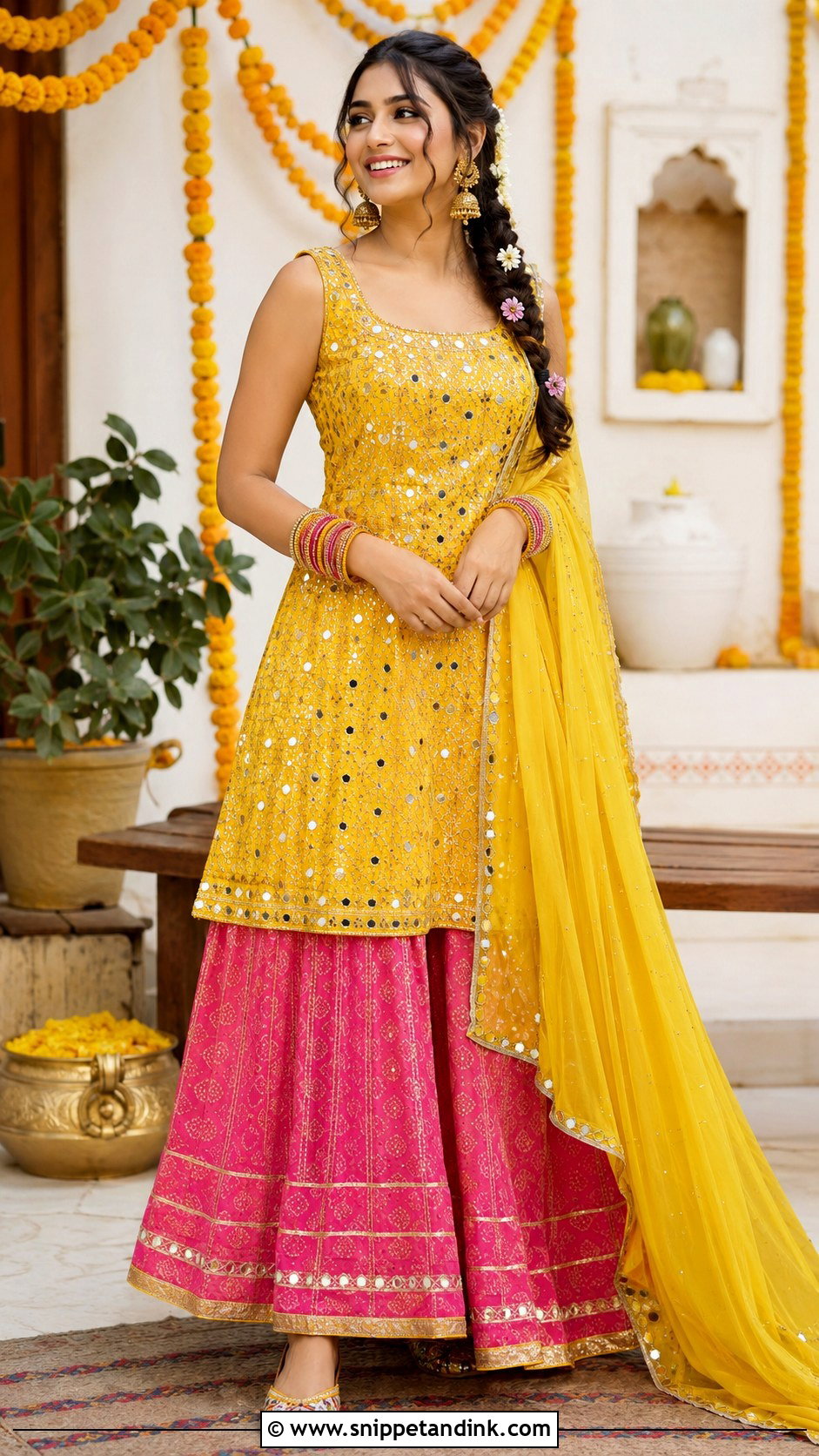 Yellow Kurta and Skirt Set for Haldi - Snippet and Ink - 20 Haldi Function Dress for Sister Ideas