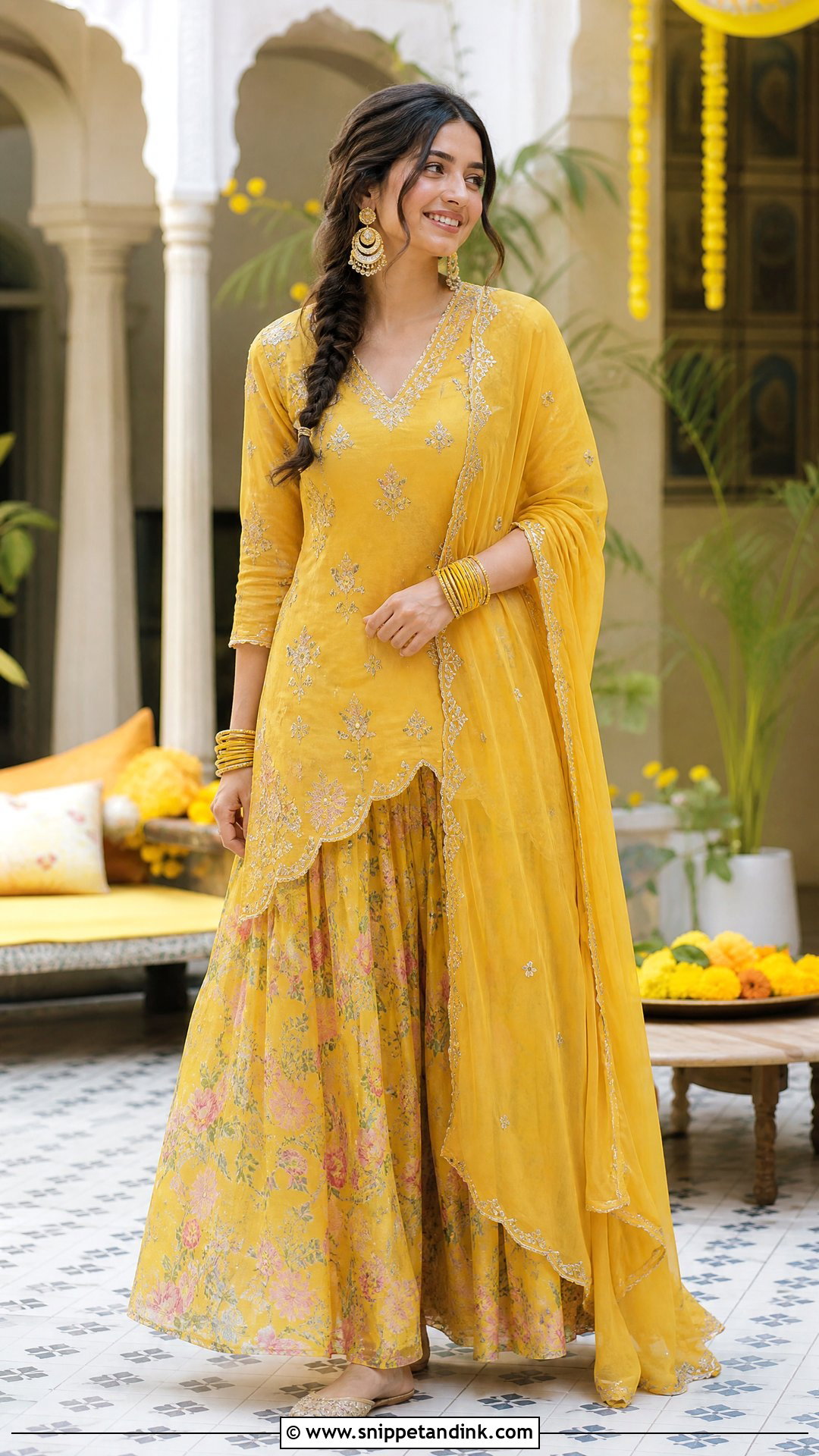 Yellow Kurta and Skirt for Haldi Function - Snippet and Ink - 20 Yellow Dress for Haldi Function for Sister Ideas