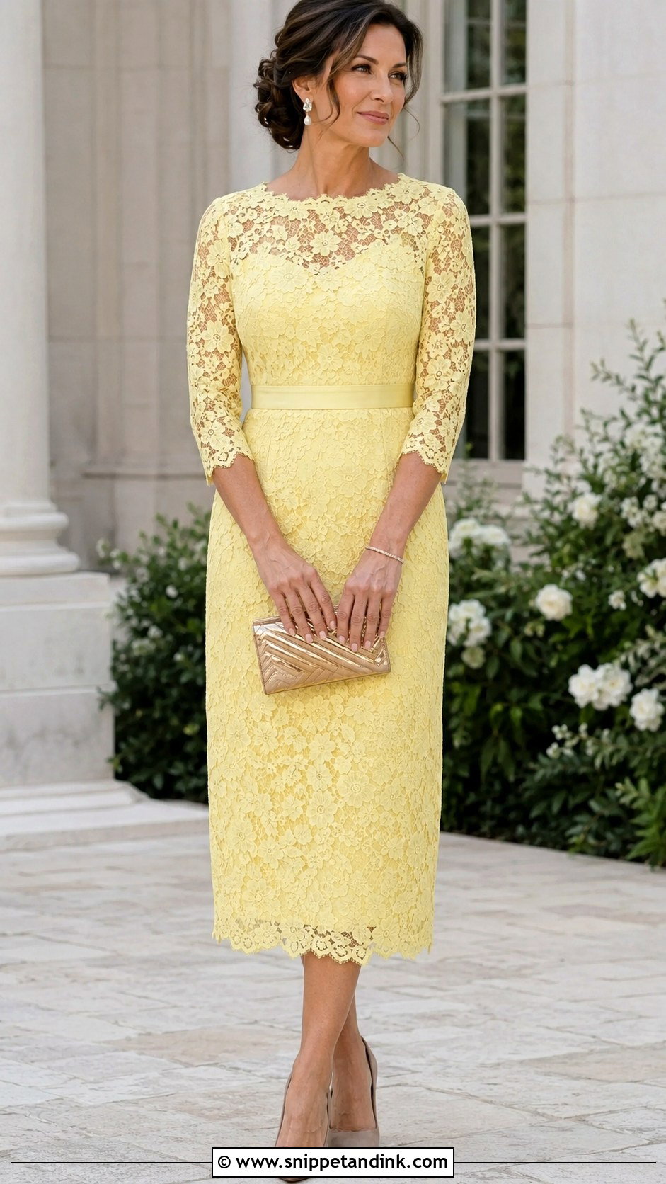 Yellow Lace Midi Dress - Snippet and Ink - 20 Yellow Dress for Wedding Ideas