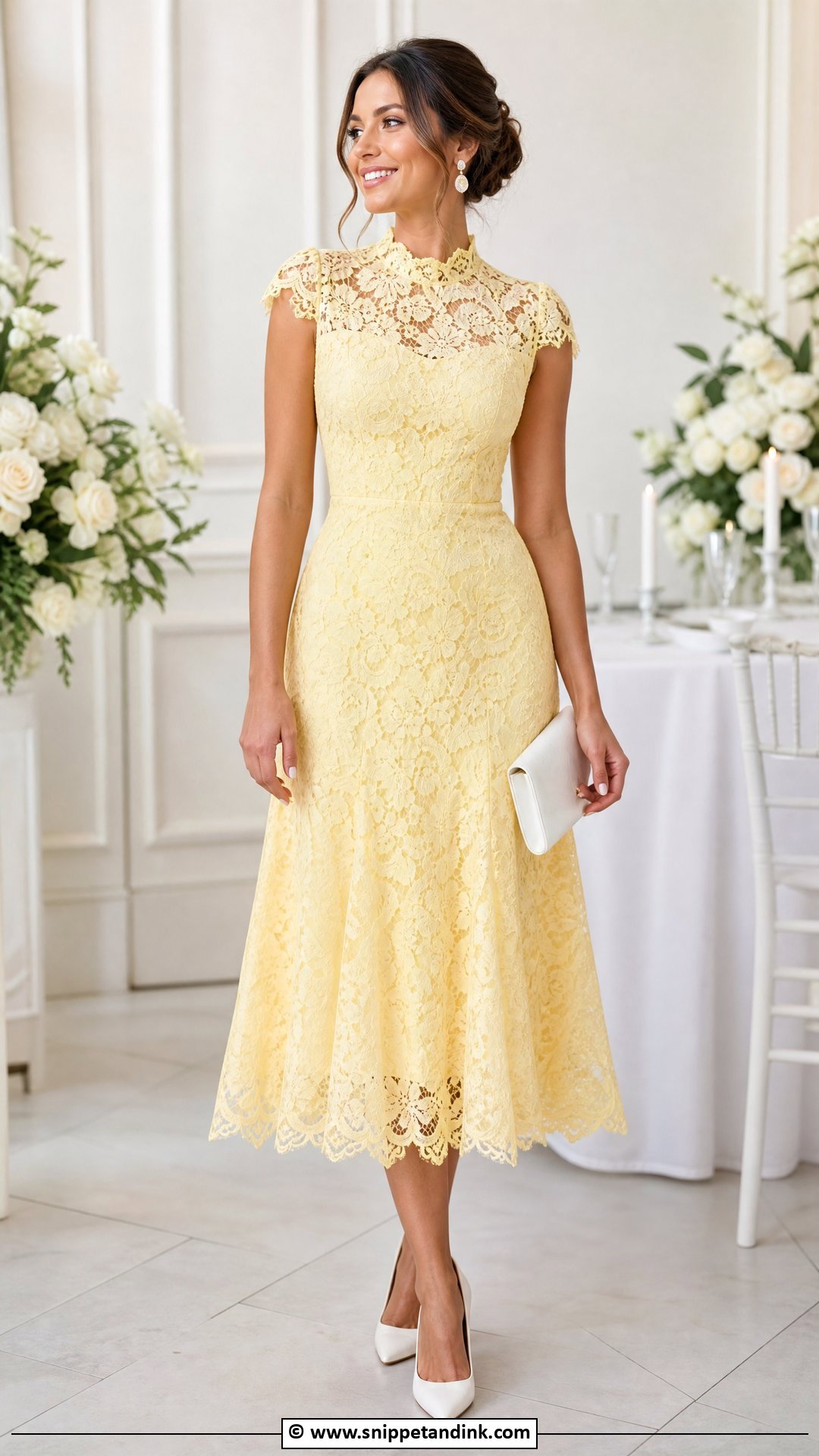 Yellow Lace Wedding Dress With White Pumps - Snippet and Ink - 30 Yellow Wedding Dress Ideas