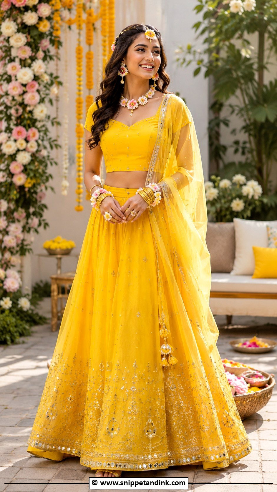 Yellow Lehenga Choli For Haldi - Snippet and Ink - 30 Simple Haldi Dress Ideas