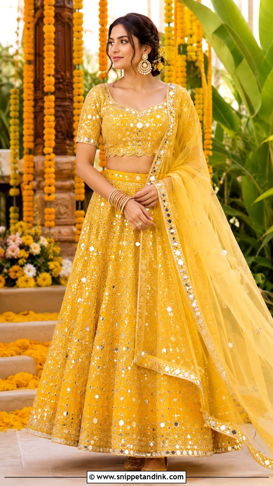 Yellow Lehenga Choli for Sister - Snippet and Ink - 20 Yellow Haldi Ceremony Outfit for Sister Ideas