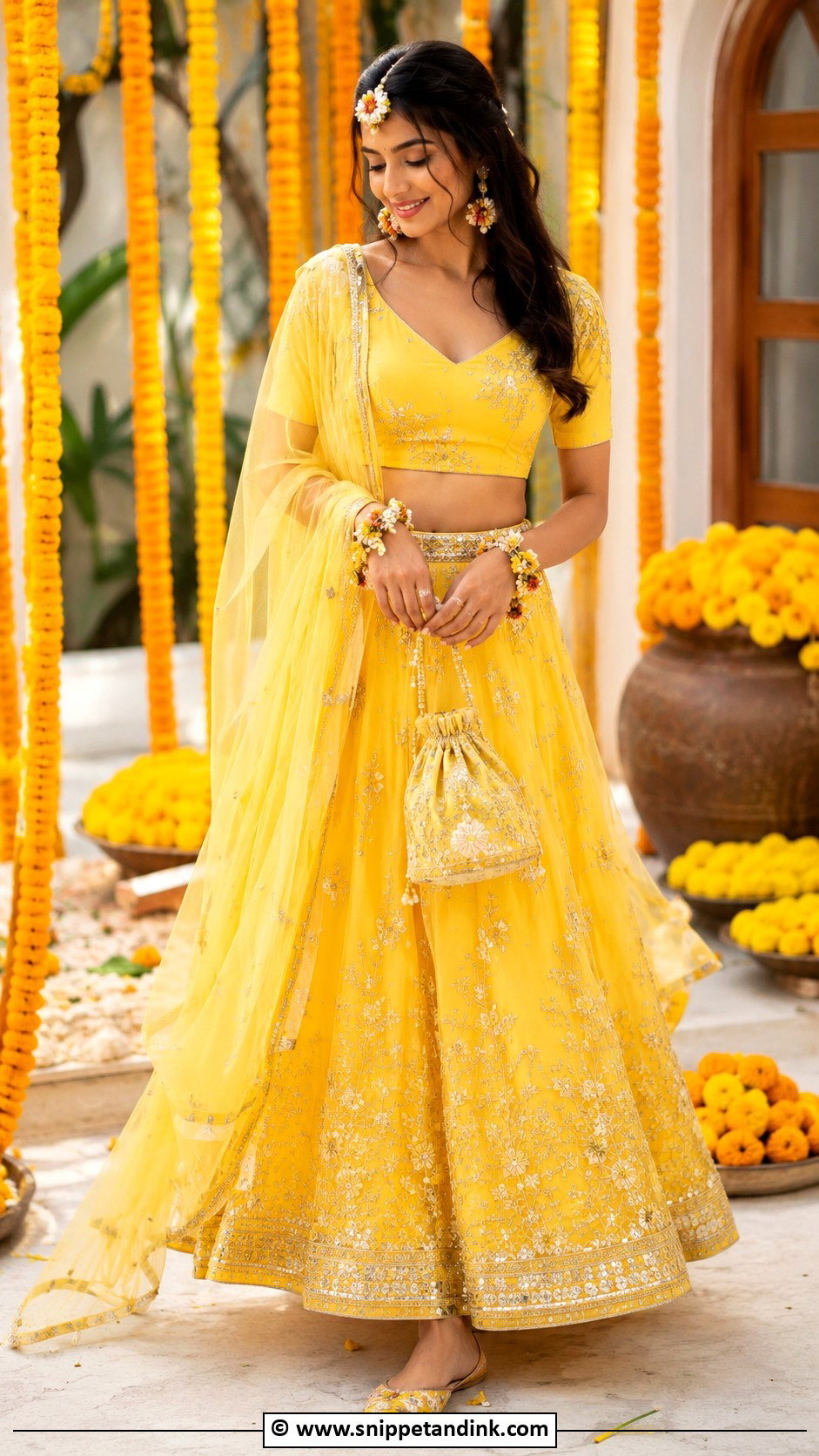 Yellow Lehenga For Haldi - Snippet and Ink - 25 Haldi Mehndi Outfit Ideas