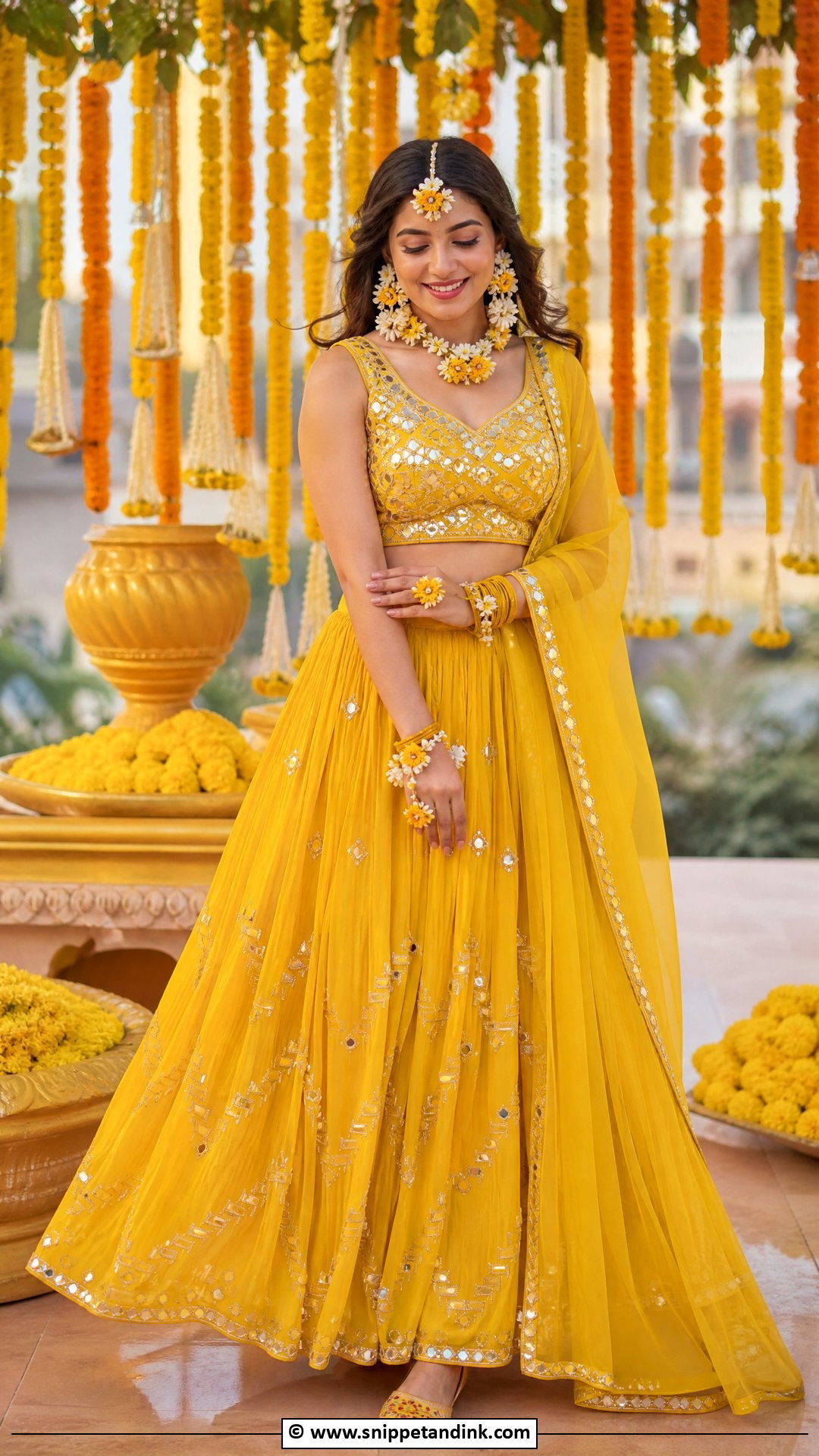Yellow Lehenga For Haldi Bride - Snippet and Ink - 35 Haldi Outfit for Bride Ideas