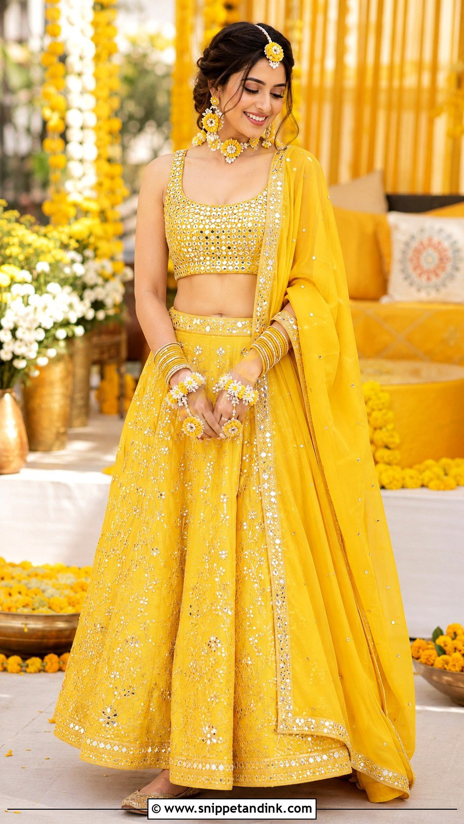 Yellow Lehenga For Haldi Bride - Snippet and Ink - 25 Outfit for Haldi Function for Bride Ideas