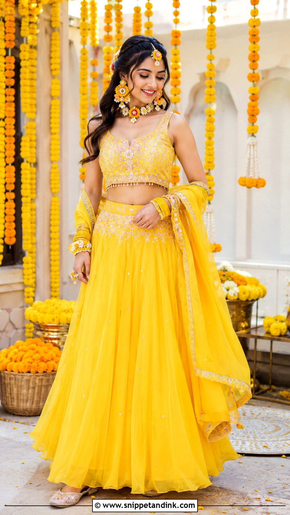 Yellow Lehenga For Haldi Ceremony - Snippet and Ink - 25 Haldi Ceremony Dress Ideas