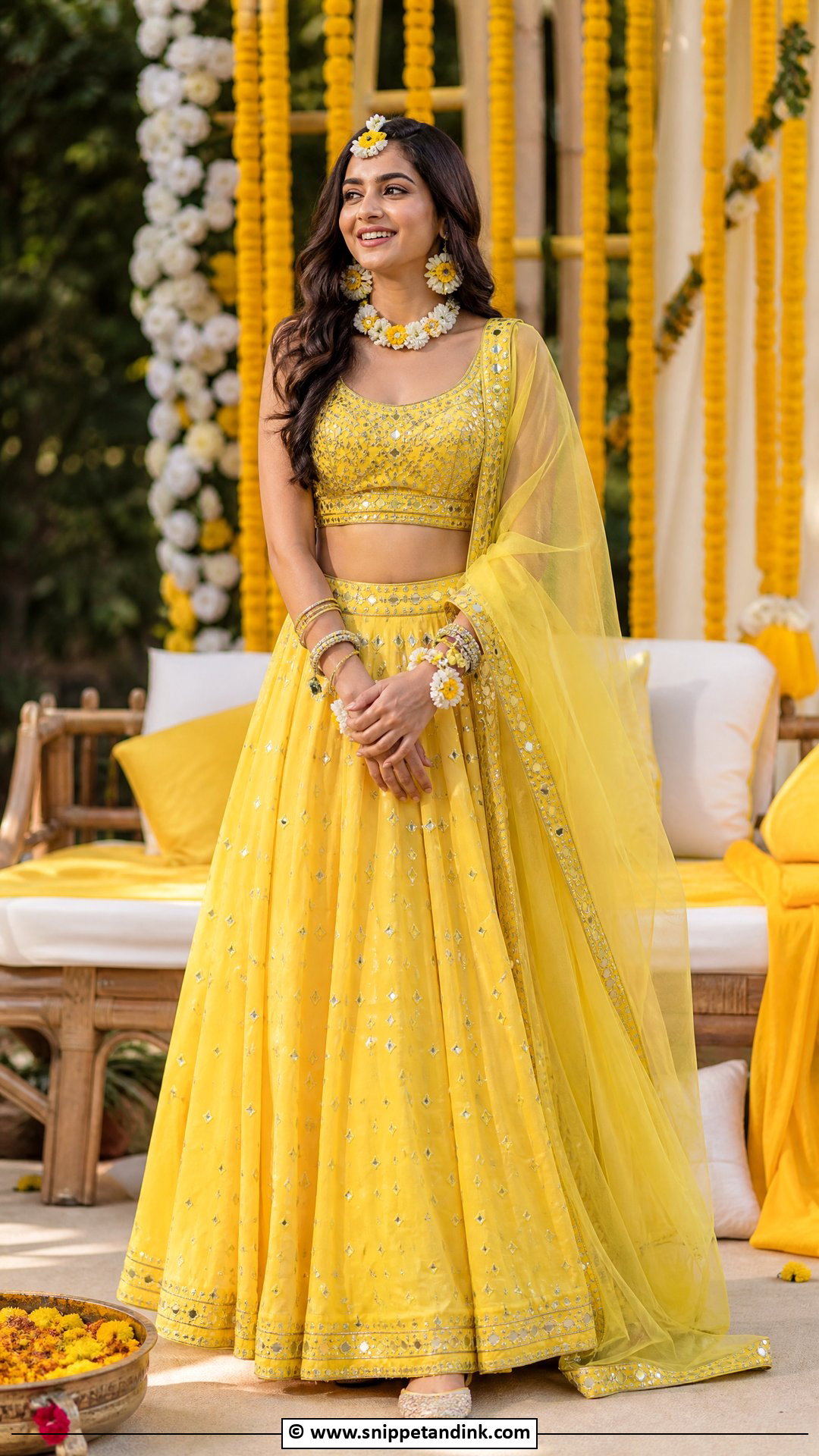 Yellow Lehenga For Haldi Ceremony - Snippet and Ink - 35 Haldi Ceremony Outfit for Bride Ideas