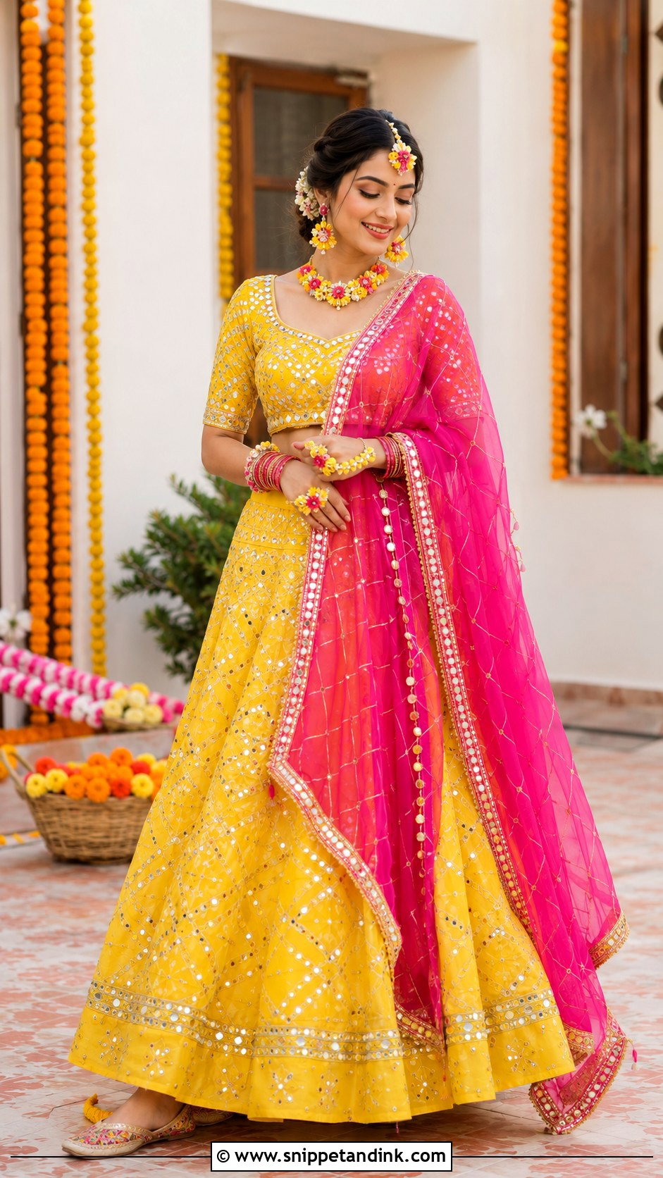 Yellow Lehenga For Mata Pujan Bride - Snippet and Ink - 25 Mata Pujan Dress for Bride Ideas