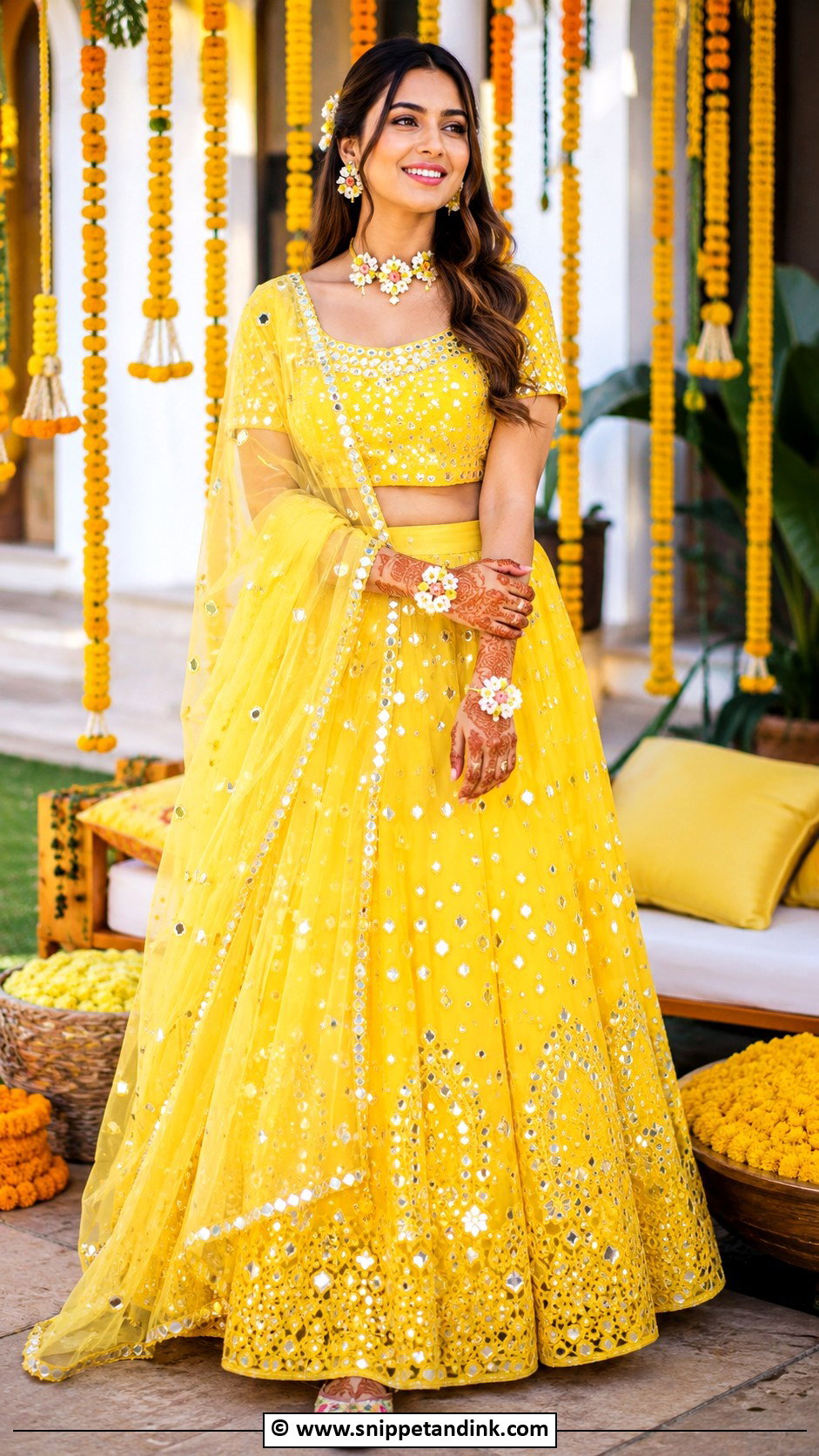 Yellow Lehenga For Mehandi - Snippet and Ink - 25 Mehandi Outfit Ideas
