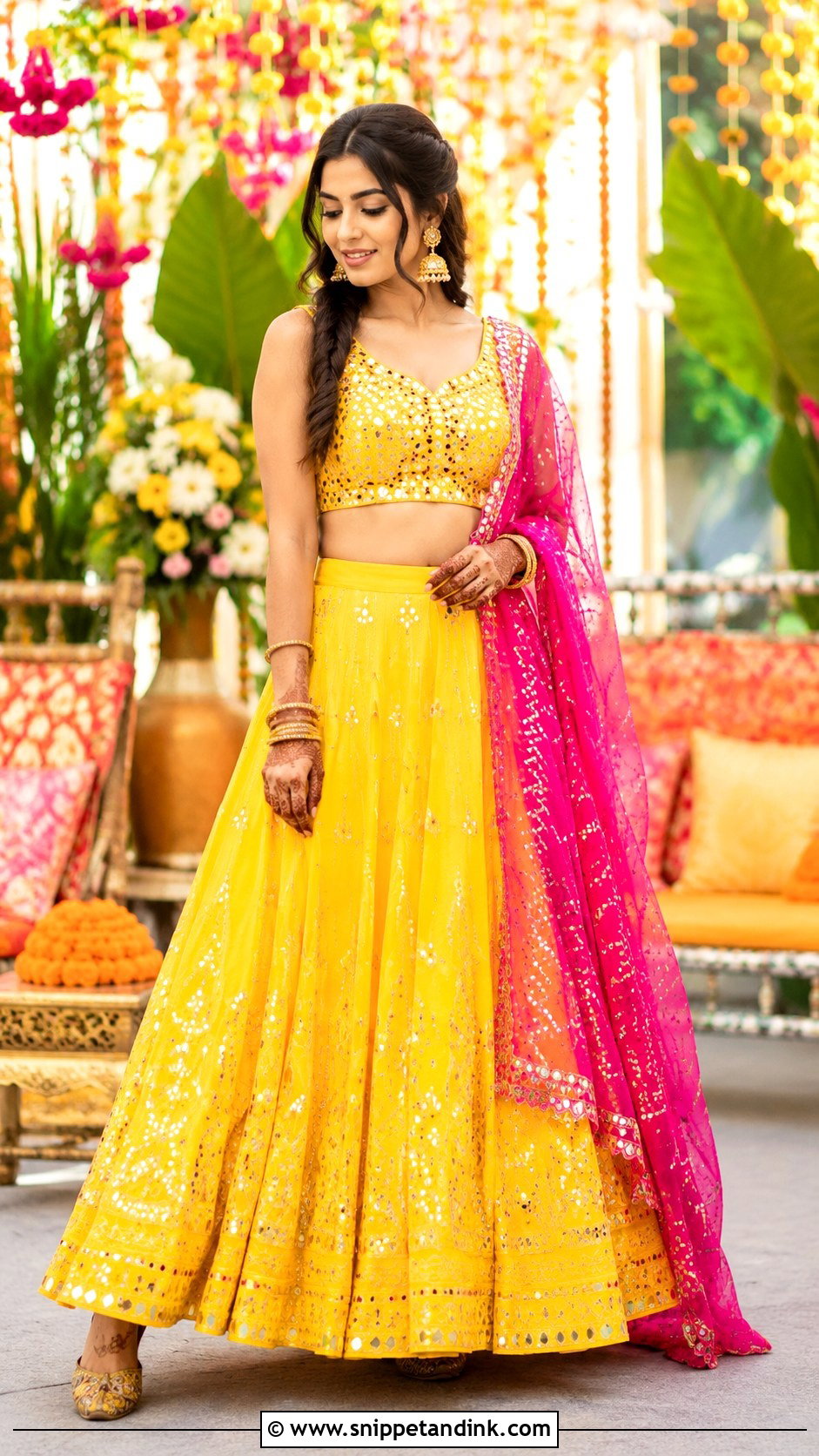 Yellow Lehenga For Mehndi Function - Snippet and Ink - 25 Mehndi Function Dress Ideas