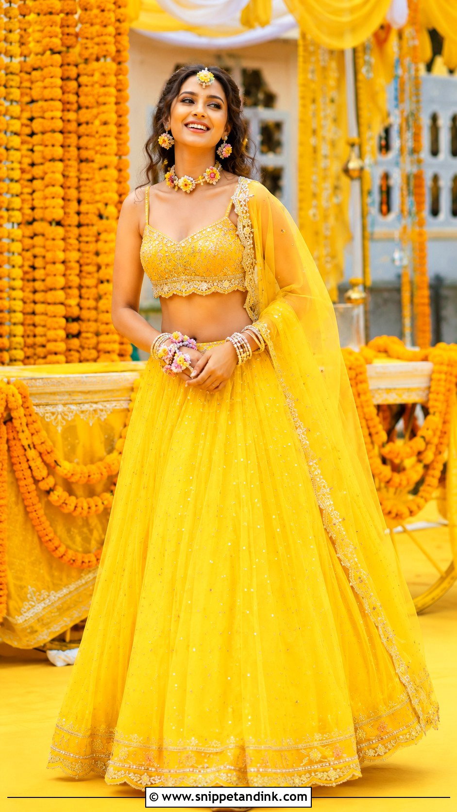 Yellow Lehenga Haldi Carnival Outfit - Snippet and Ink - 25 Haldi Carnival Outfit Ideas