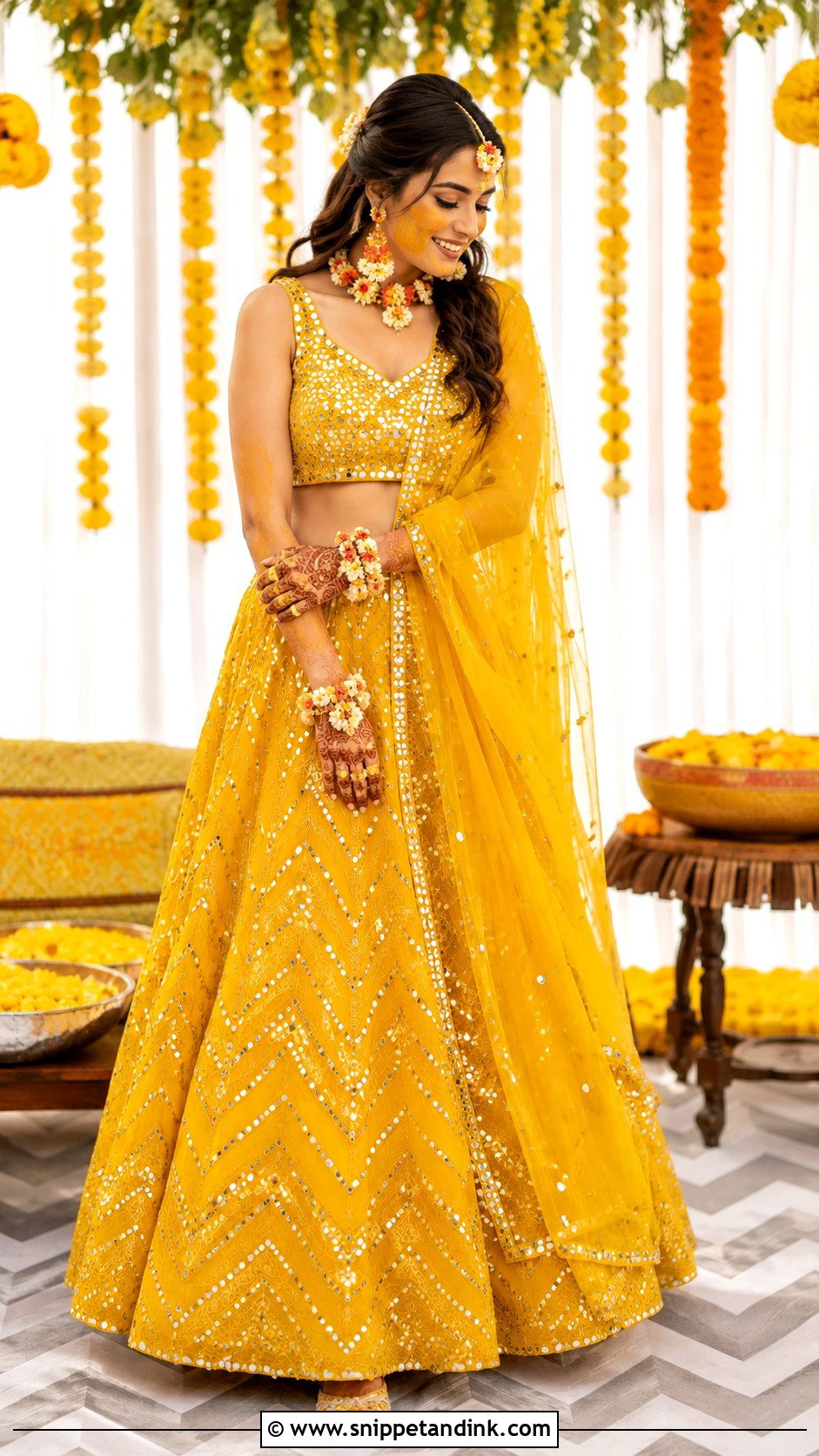 Yellow Lehenga Haldi Dress for Bride - Snippet and Ink - 25 Indian Haldi Dress for Bride Ideas