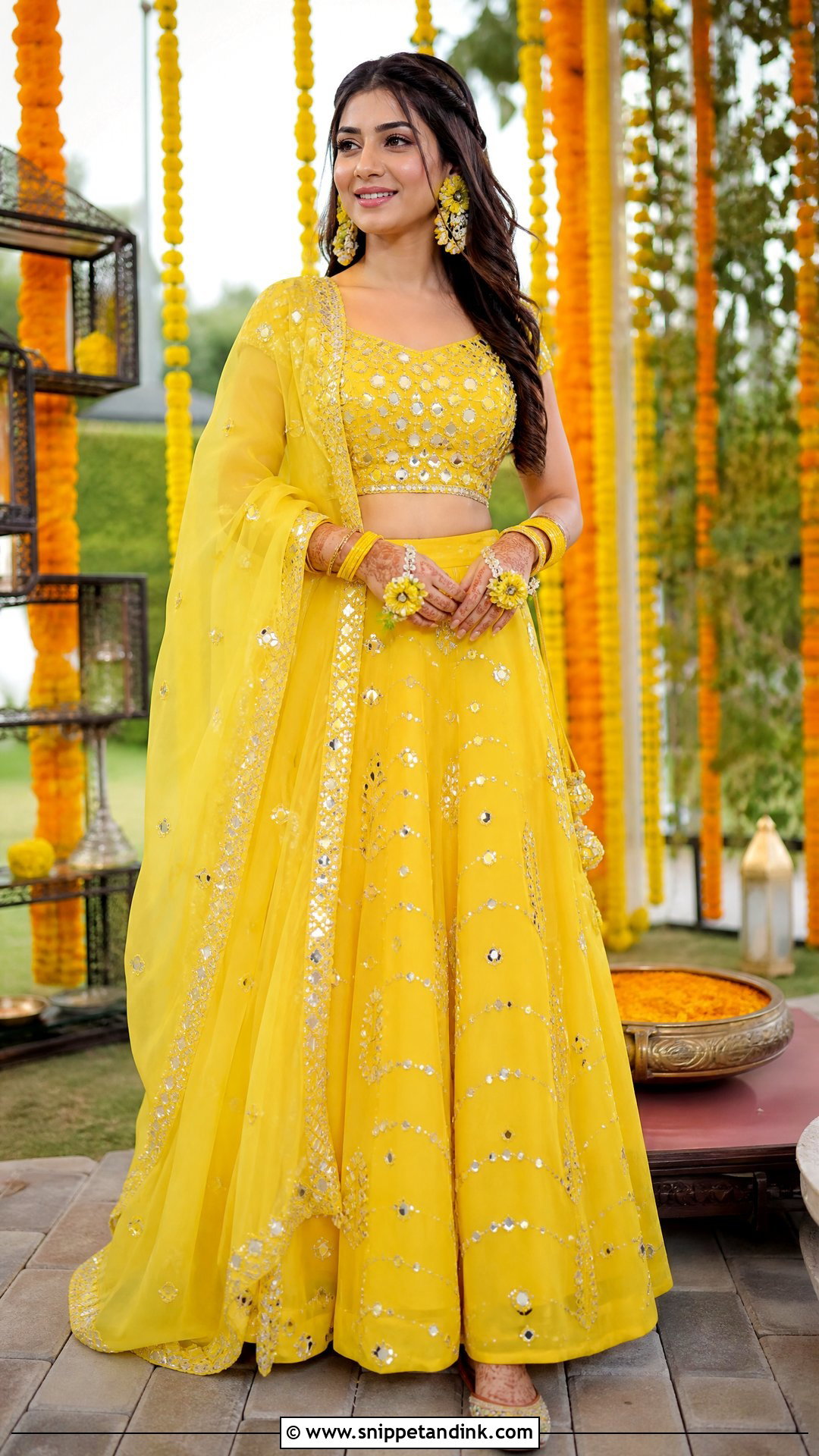 Yellow Lehenga Haldi Dress - Snippet and Ink - 20 Haldi Wedding Dress Ideas