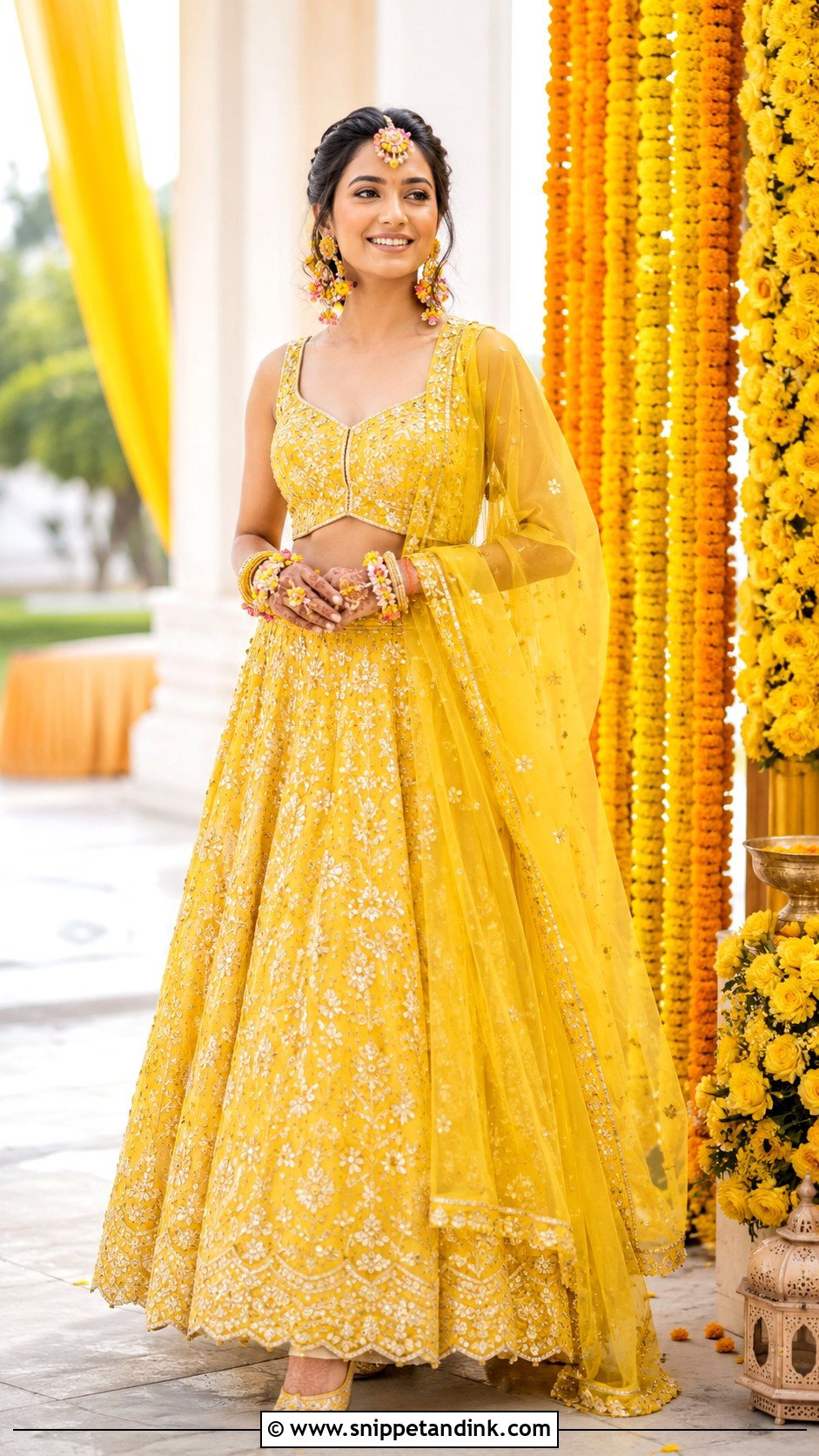 Yellow Lehenga Haldi Outfit - Snippet and Ink - 20 Haldi Rasam Dress Ideas