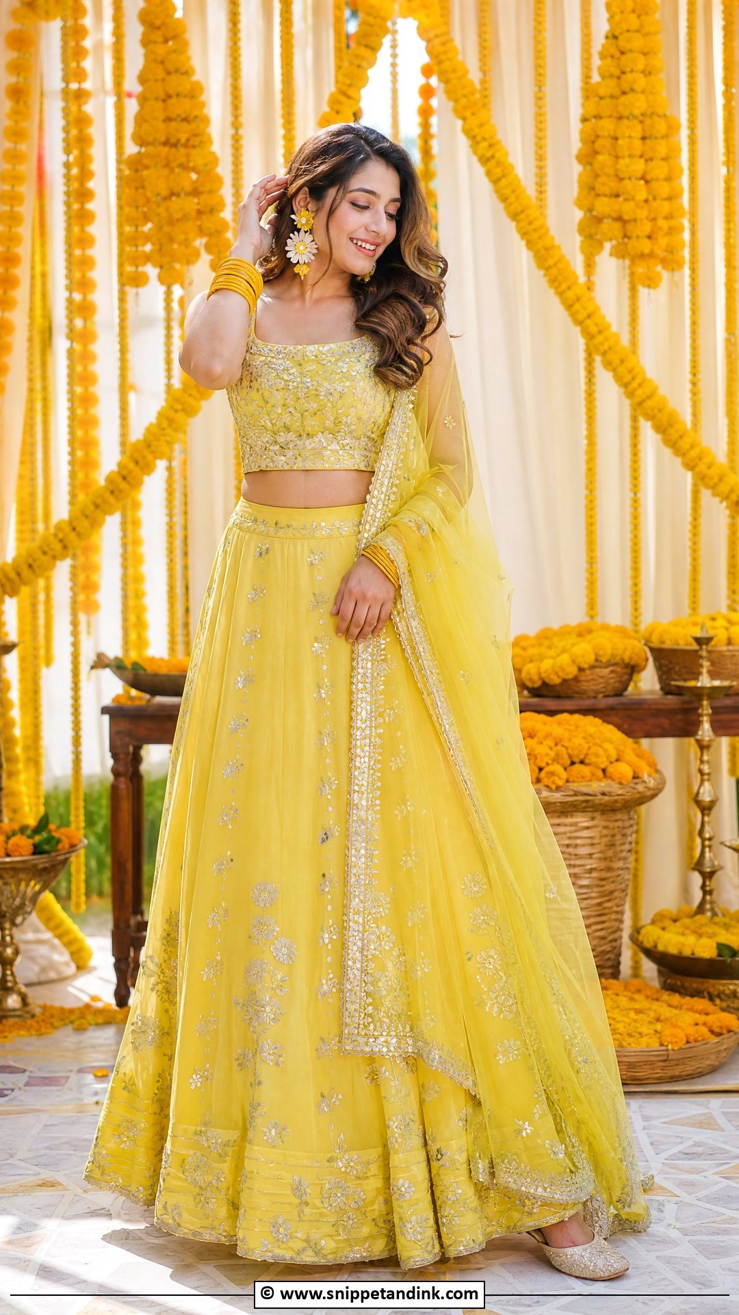 Yellow Lehenga Haldi Outfit - Snippet and Ink - 35 Haldi Outfit Ideas