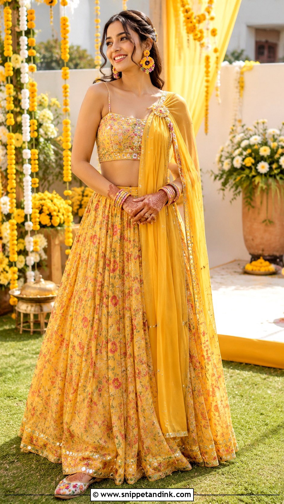Yellow Lehenga Haldi Outfit - Snippet and Ink - 20 Indian Prewedding Outfit Ideas