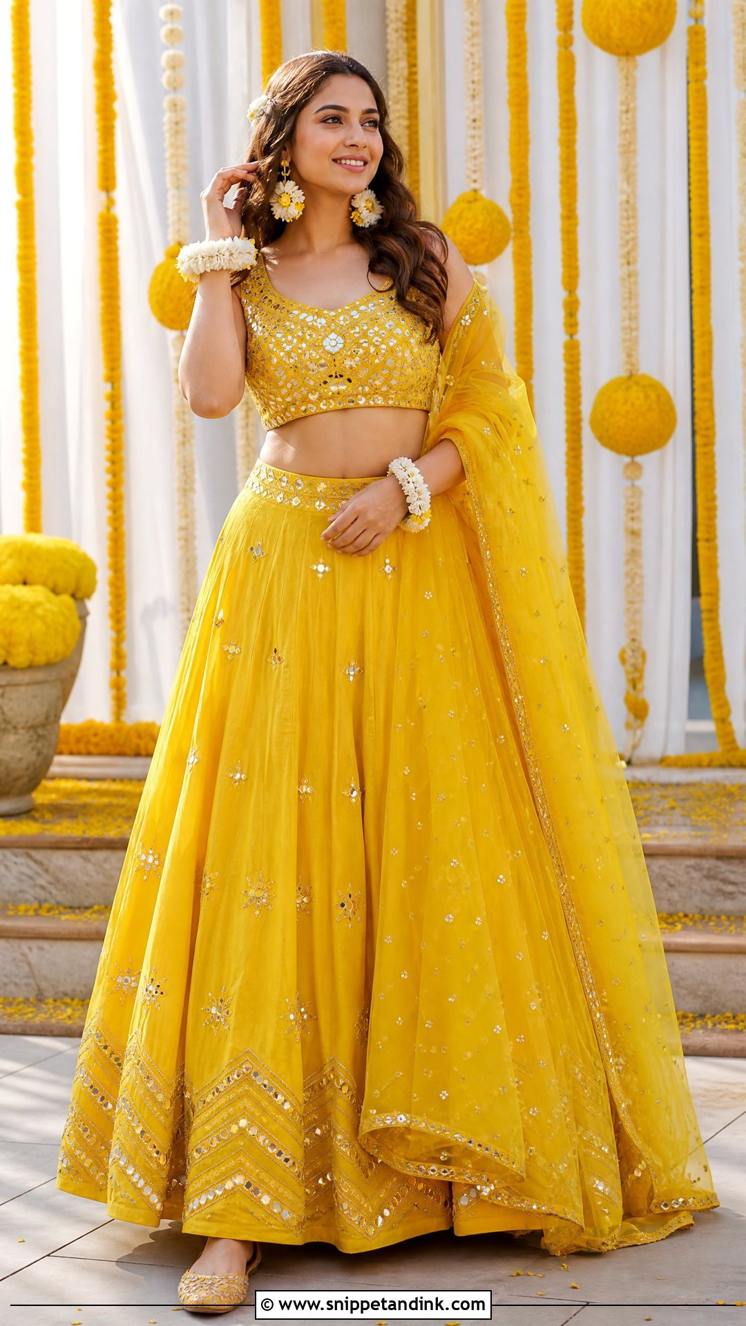 Yellow Lehenga Haldi Outfit - Snippet and Ink - 25 Aesthetic Haldi Outfits