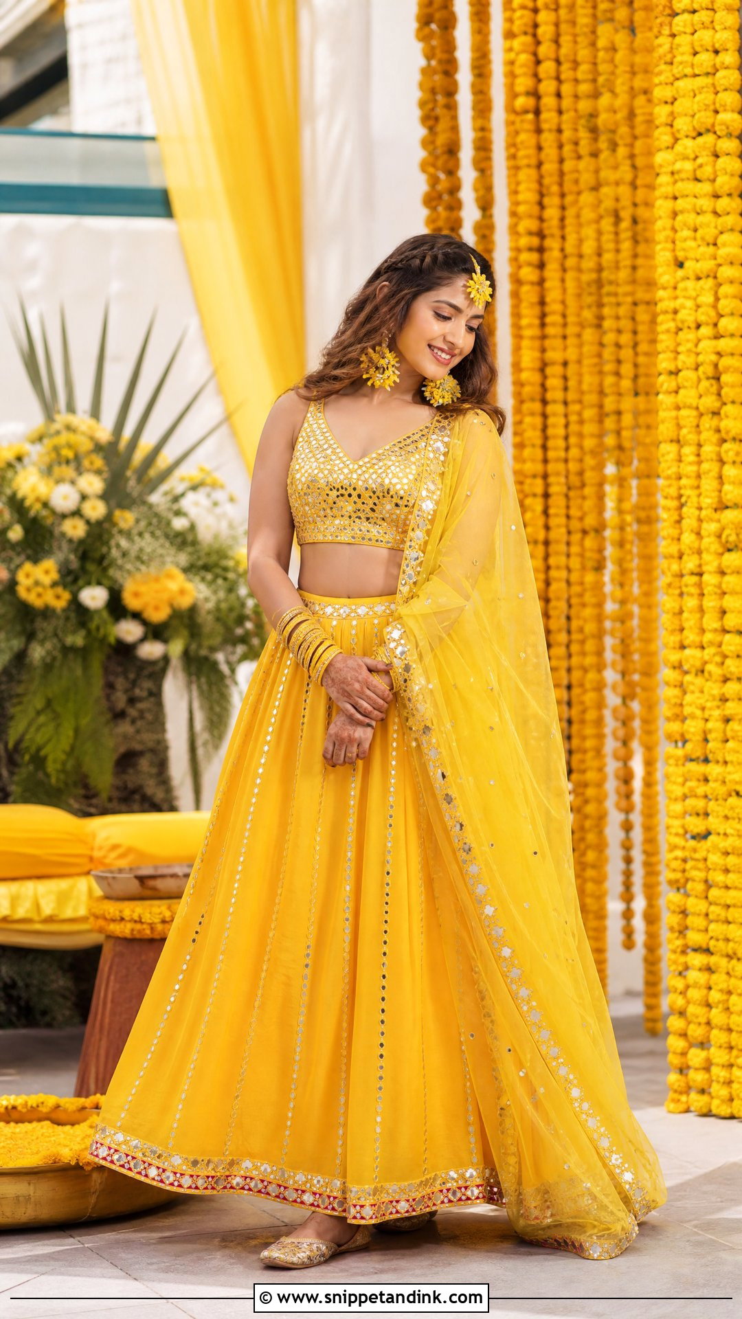 Yellow Lehenga Haldi Outfit - Snippet and Ink - 25 Haldi Mehendi Outfit Ideas