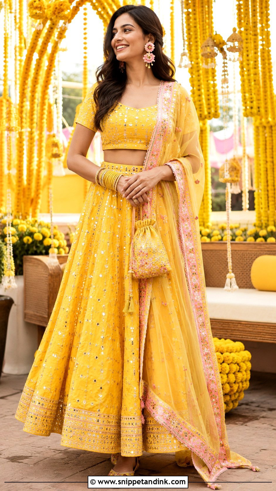 Yellow Lehenga Mehendi Dress - Snippet and Ink - 20 Dress for Mehendi Ideas