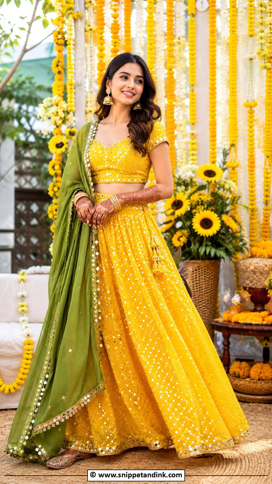 Yellow Lehenga Mehendi Outfit For Sister - Snippet and Ink - 30 Mehendi Outfits Sisters