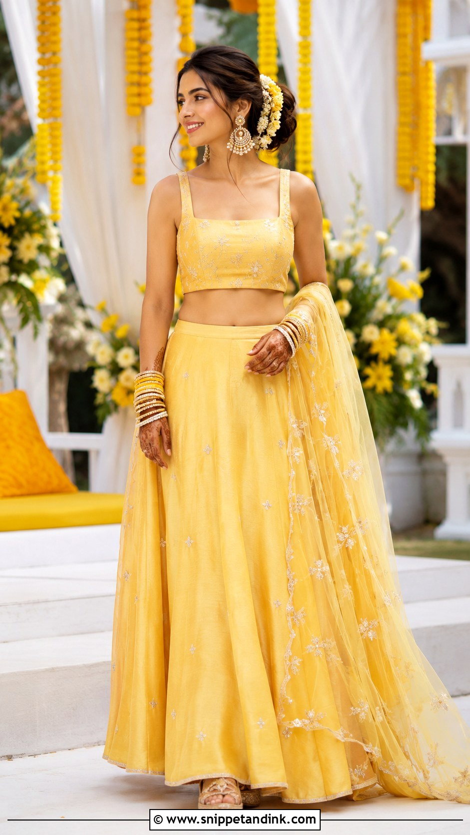 Yellow Lehenga With Crop Top - Snippet and Ink - 20 Haldi Lengha Ideas