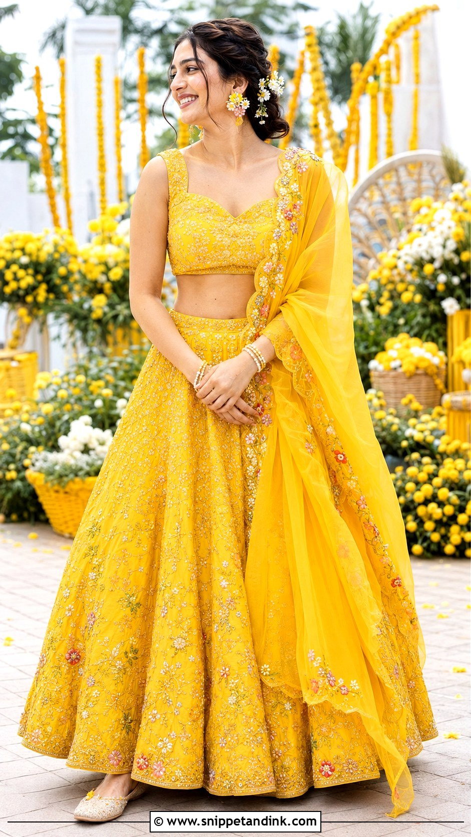 Yellow Lehenga for Indian Wedding Haldi - Snippet and Ink - 20 Indian Wedding Dresses Ideas