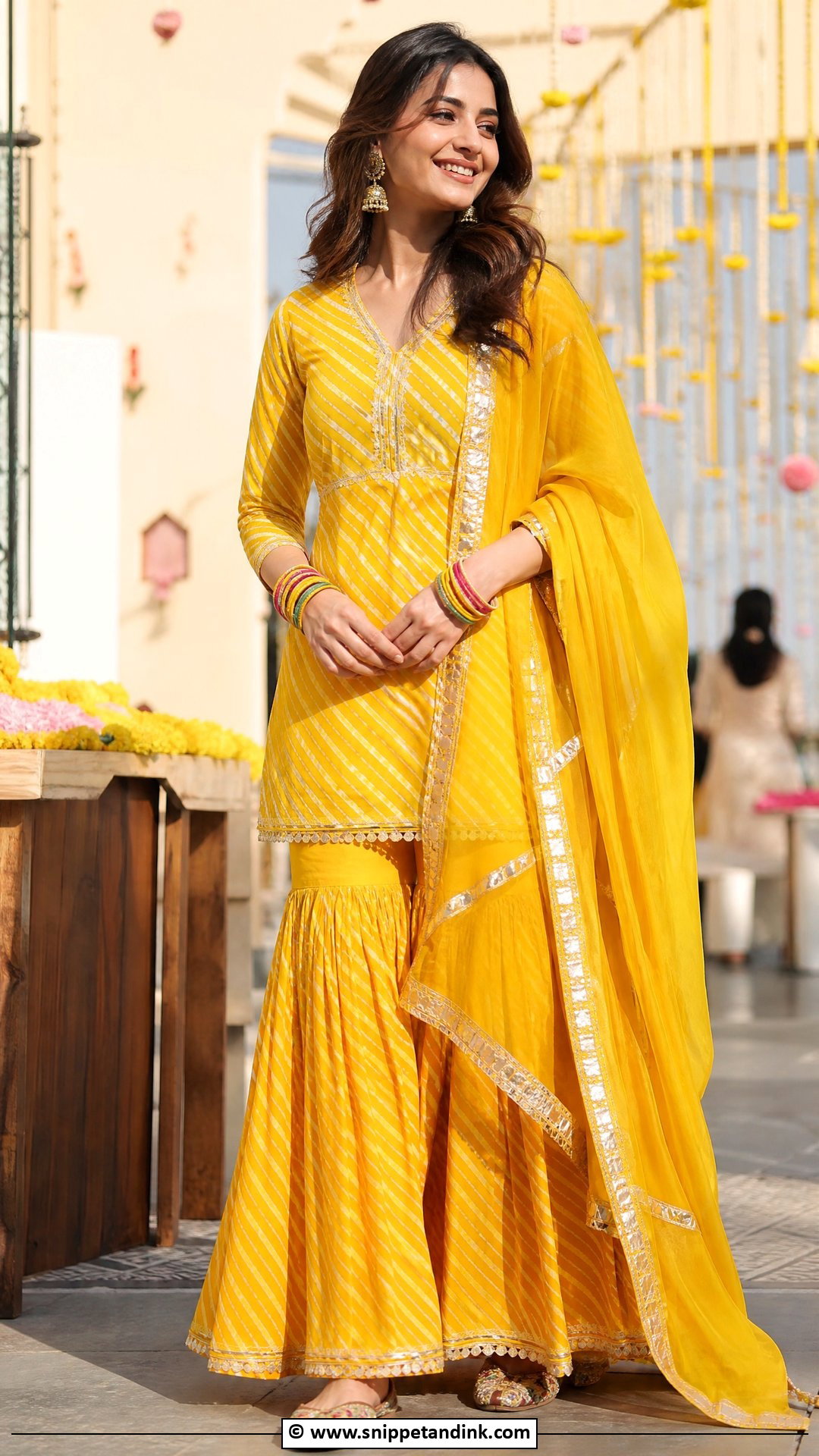 Yellow Leheriya Sharara - Snippet and Ink - 30 Yellow Sharara Ideas