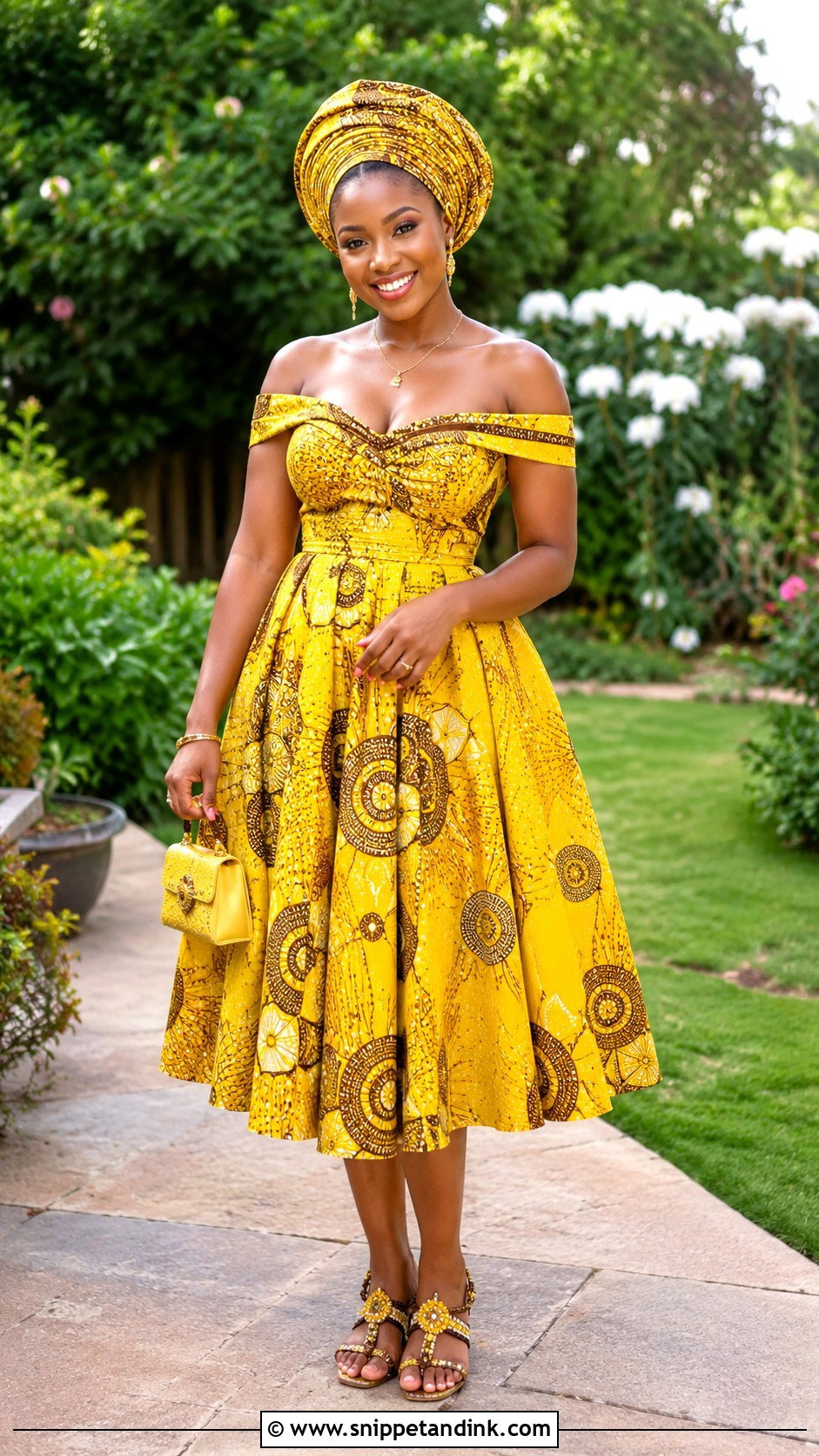 Yellow Lobola Dress With Beaded Sandals - Snippet and Ink - 30 Lobola Dresses for Bride