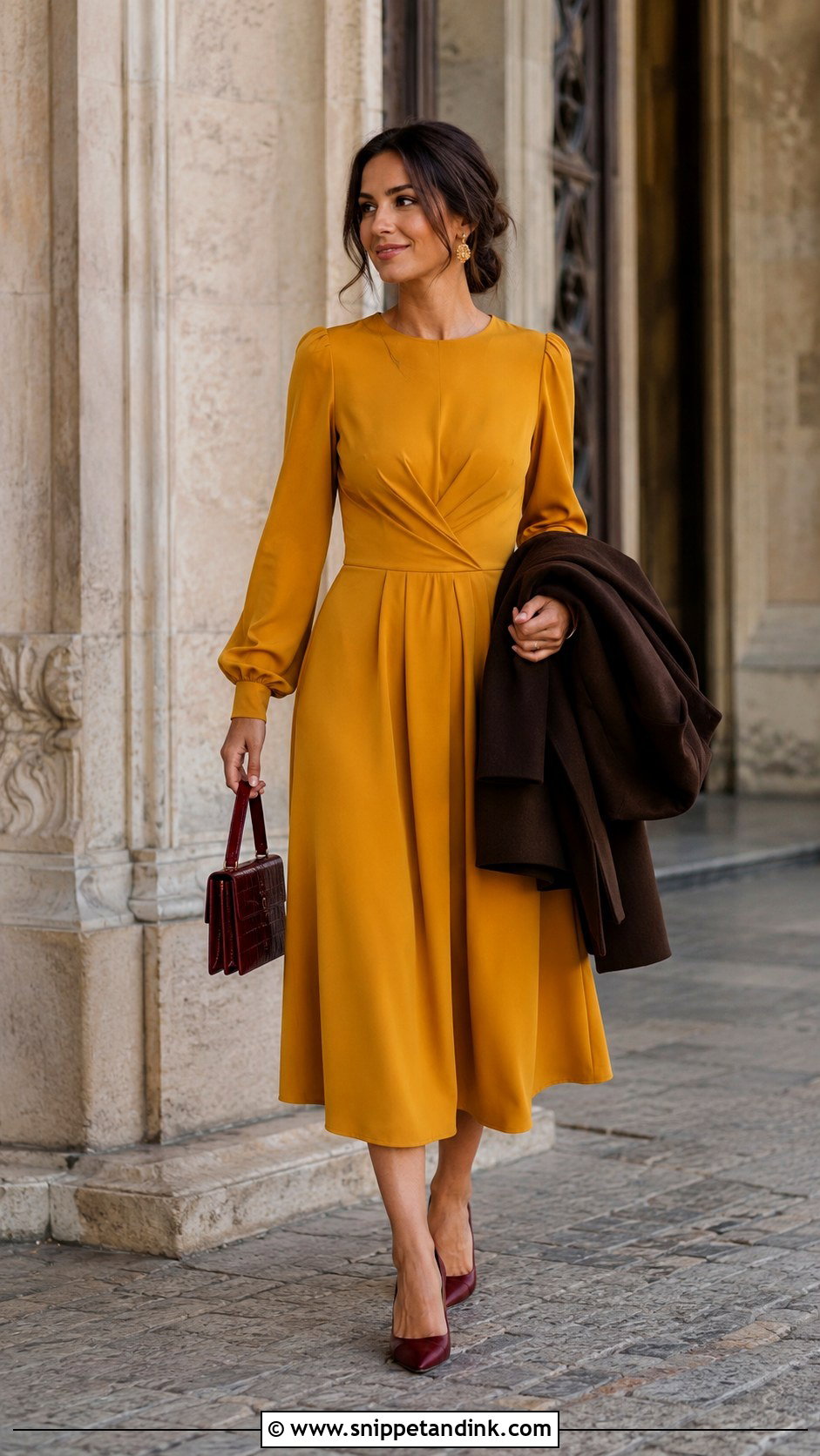 Yellow Long Sleeve Midi Dress - Snippet and Ink - 20 Yellow Dress for Wedding Ideas