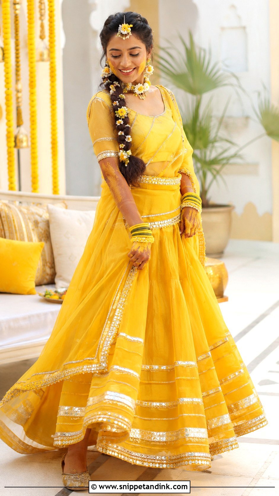 Yellow Marwadi Haldi Bride Outfit - Snippet and Ink - 25 Marwadi Bride Ideas