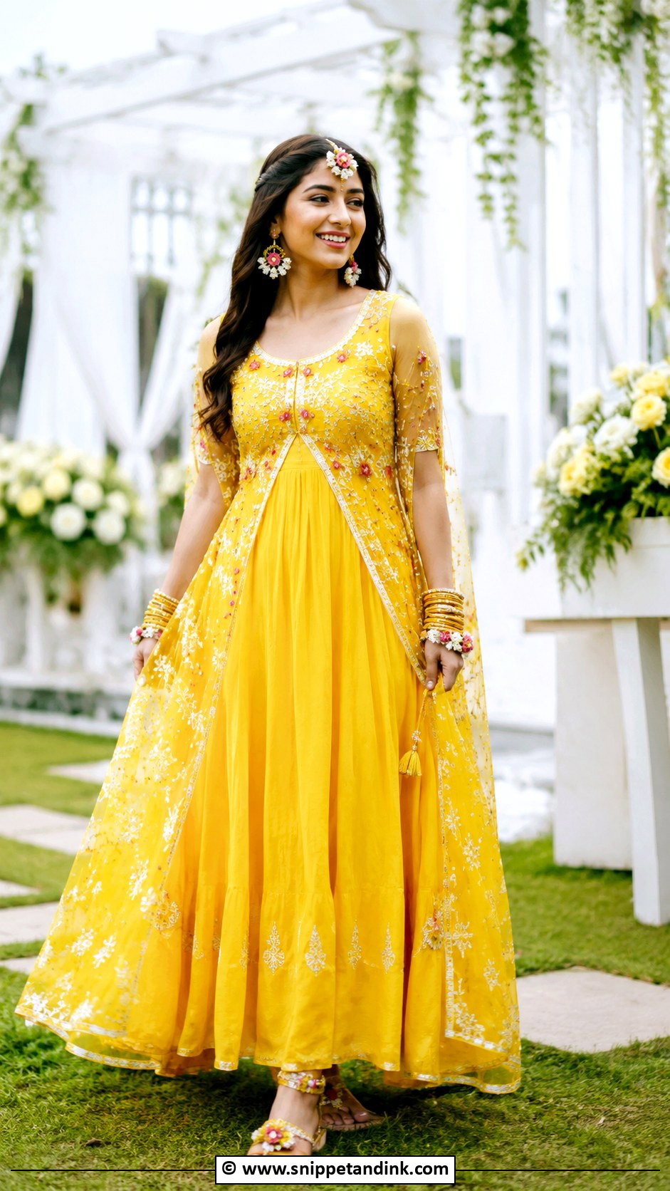 Yellow Maxi Dress for Haldi Bride - Snippet and Ink - 30 Unique Haldi Outfits for Bride