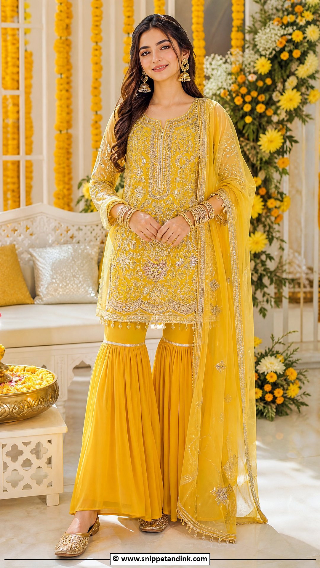 Yellow Mayon Dress With Gharara - Snippet and Ink - 35 Mayon Dresses