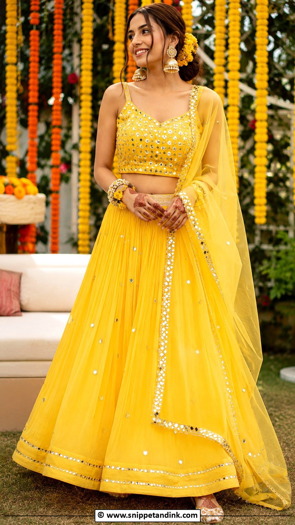 Yellow Mehandi Lehenga Outfit - Snippet and Ink - 30 Mehandi Outfits