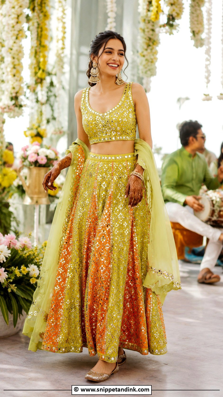 Yellow Mehendi Bridal Lehenga - Snippet and Ink - 30 Mehendi Bridal Outfit Ideas