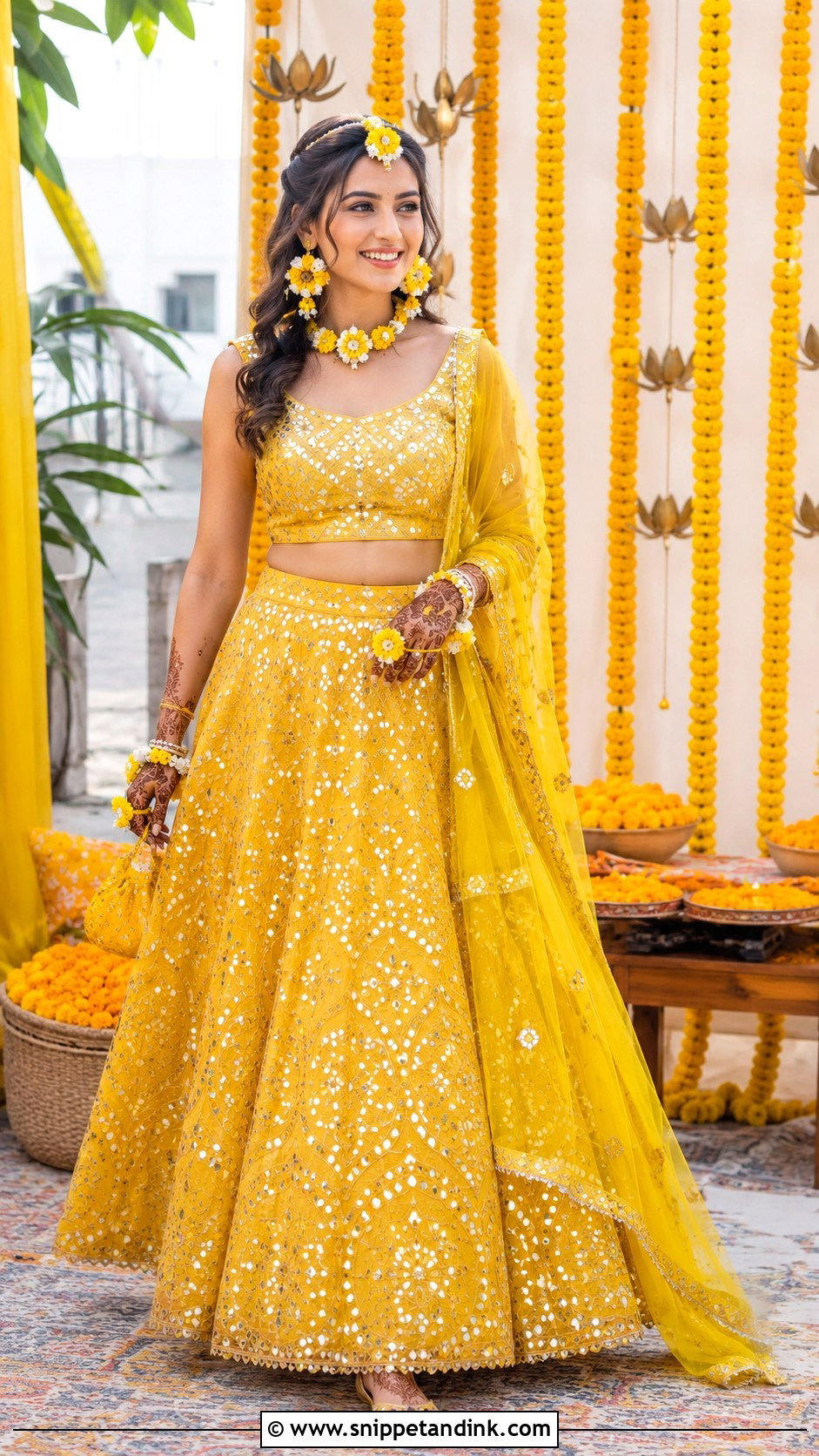 Yellow Mehendi Lehenga For Bride - Snippet and Ink - 30 Unique Mehendi Outfits for Bride