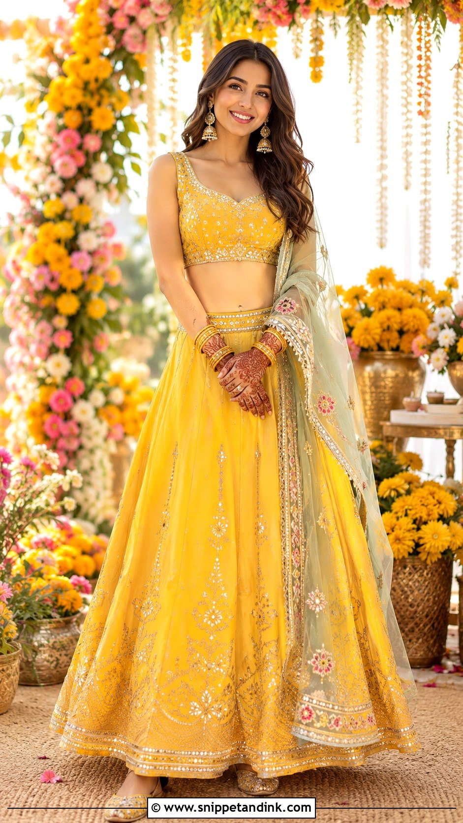 Yellow Mehendi Lehenga Outfit - Snippet and Ink - 30 Mehendi Dress Outfits