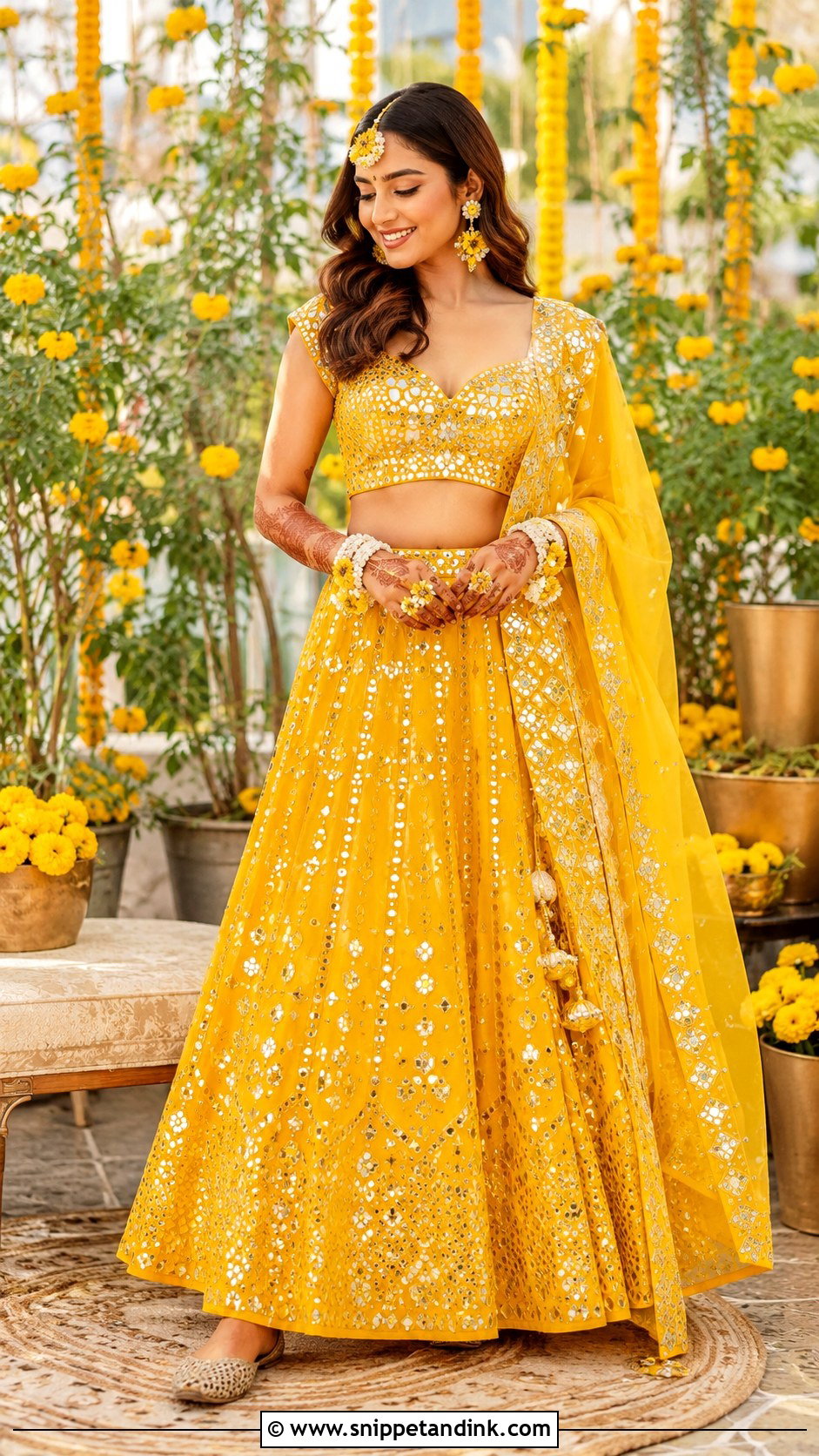 Yellow Mehendi Lehenga - Snippet and Ink - 25 Mehendi Outfit for Bride Ideas