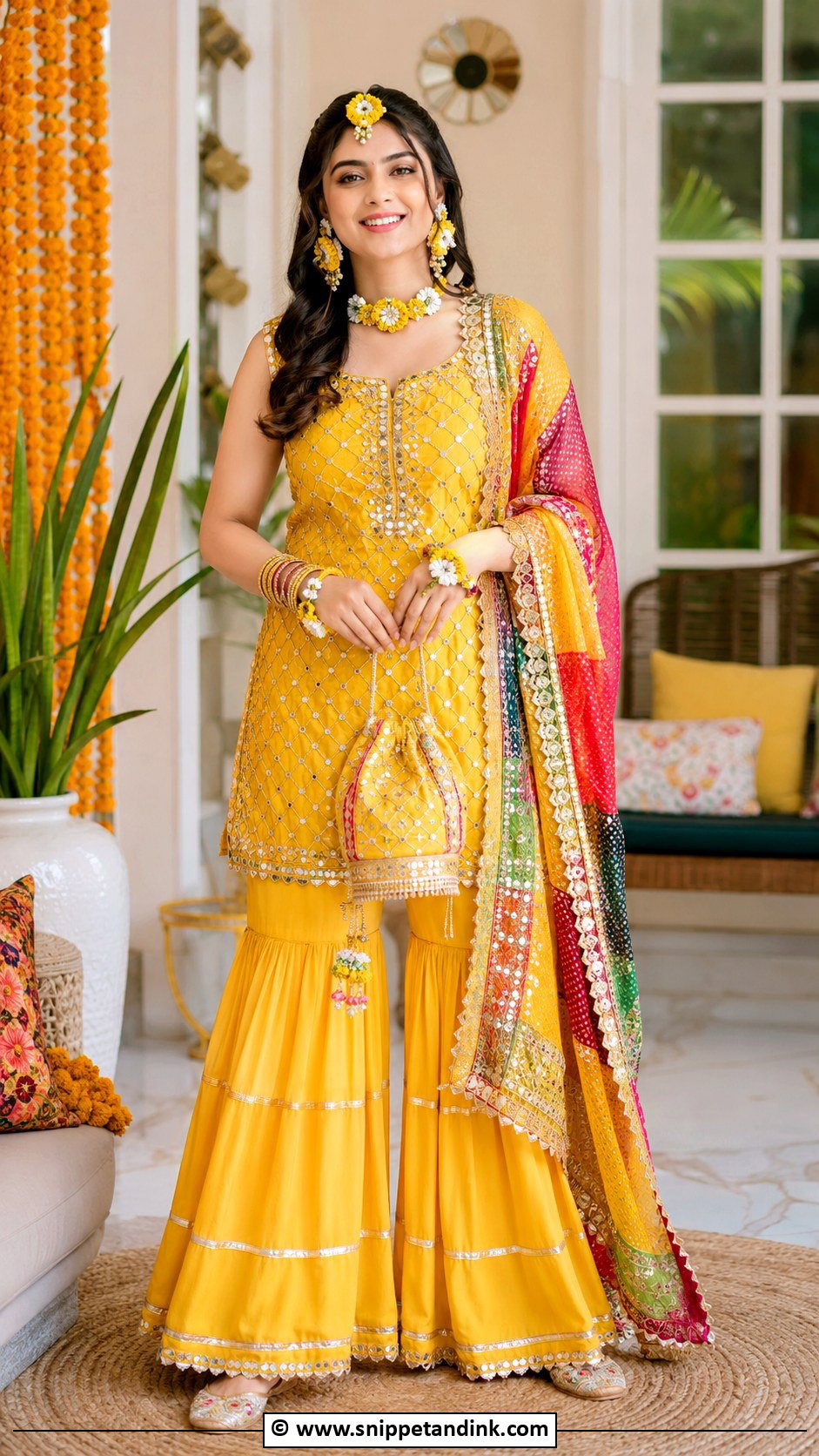Yellow Mehndi Gharara Dress - Snippet and Ink - 25 Grara Dress Pakistani Wedding Ideas